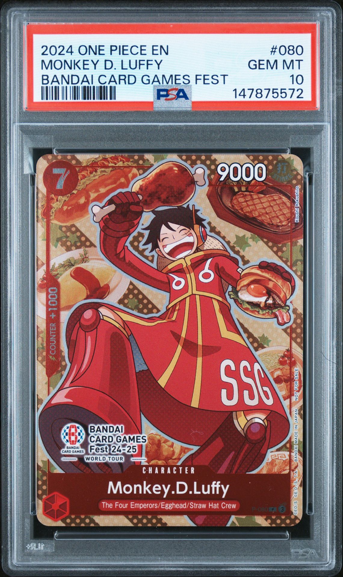 2024 One Piece Promos Monkey D. Luffy #080 (Bandai Card Games Fest) Gem Mt 10 front