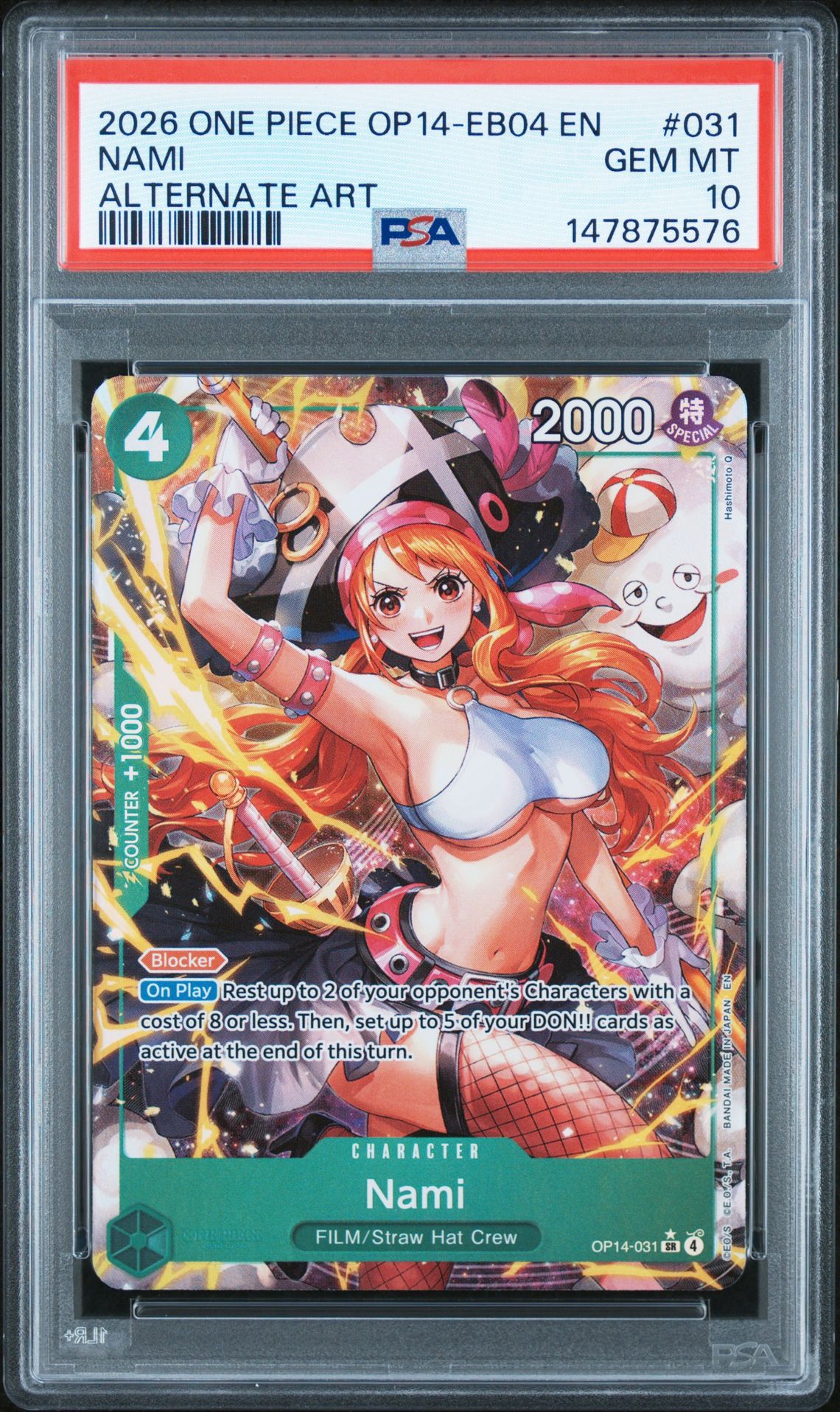 2026 One Piece Op14-Eb04-The Azure Sea's Seven Nami #031 (Alternate Art) Gem Mt 10 front
