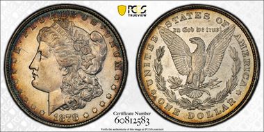 1878 8TF $1 VAM 14.10, Cracked Bonnet AU50