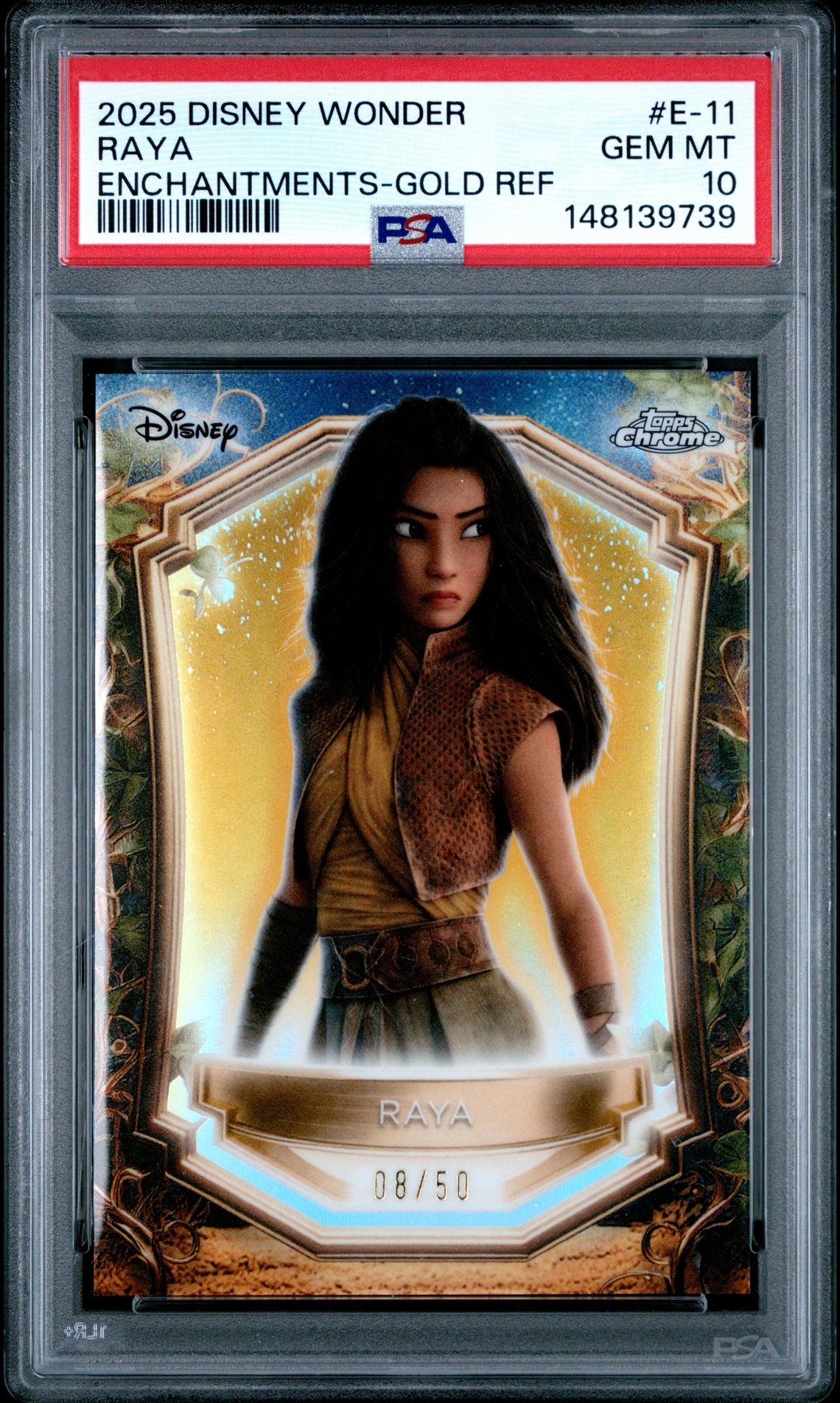 2025 Topps TOPPS DISNEY WONDER ENCHANTMENTS Gold Refractor #E-11 Raya front