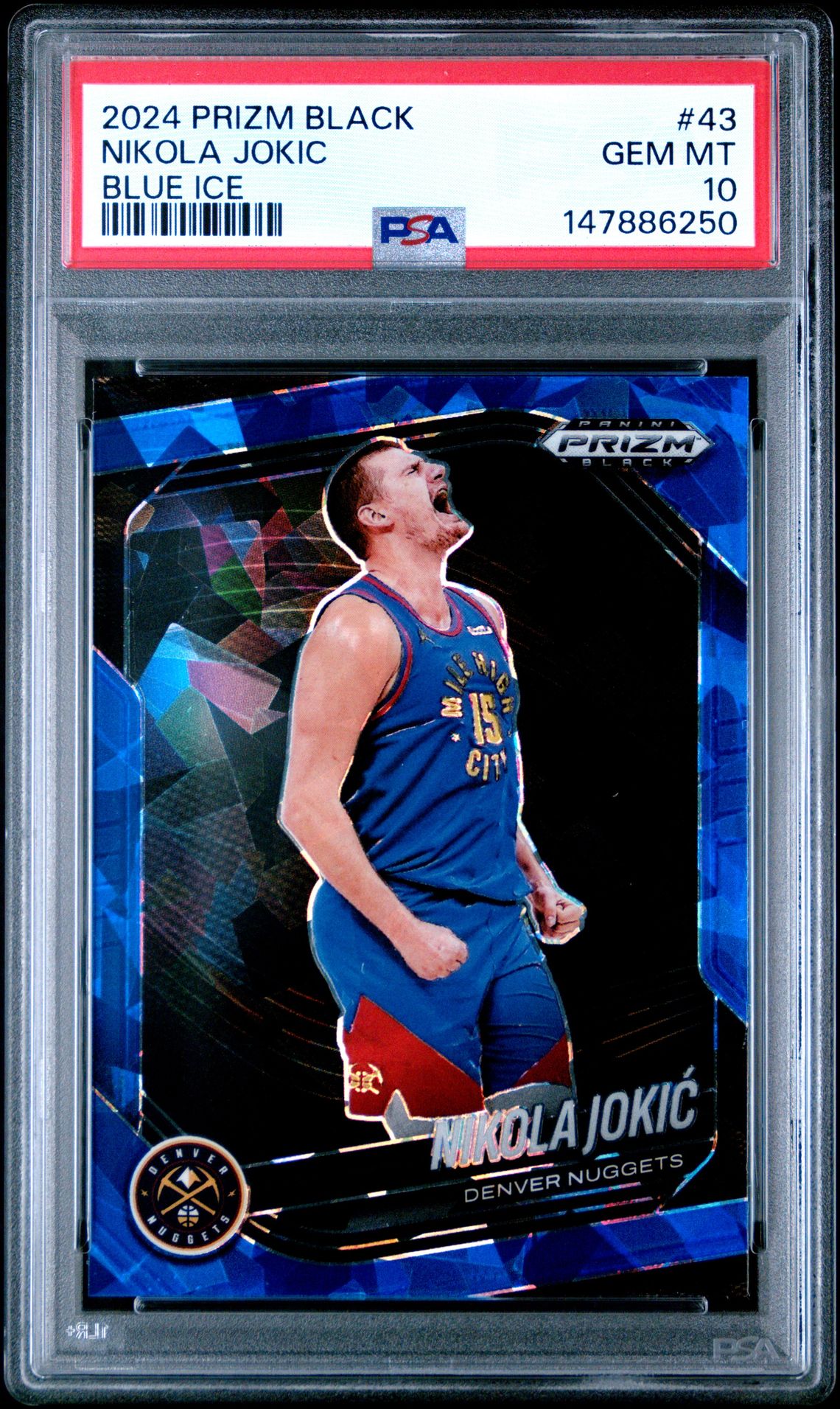 2024 Panini PANINI PRIZM BLACK Blue Ice #43 Nikola Jokic front