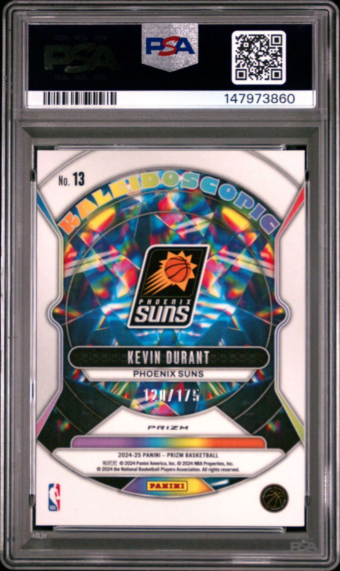 2024 Panini Prizm Kaleidoscopic Kevin Durant #13 (Kaleidoscopic-Blue Wave) Gem Mt 10 back