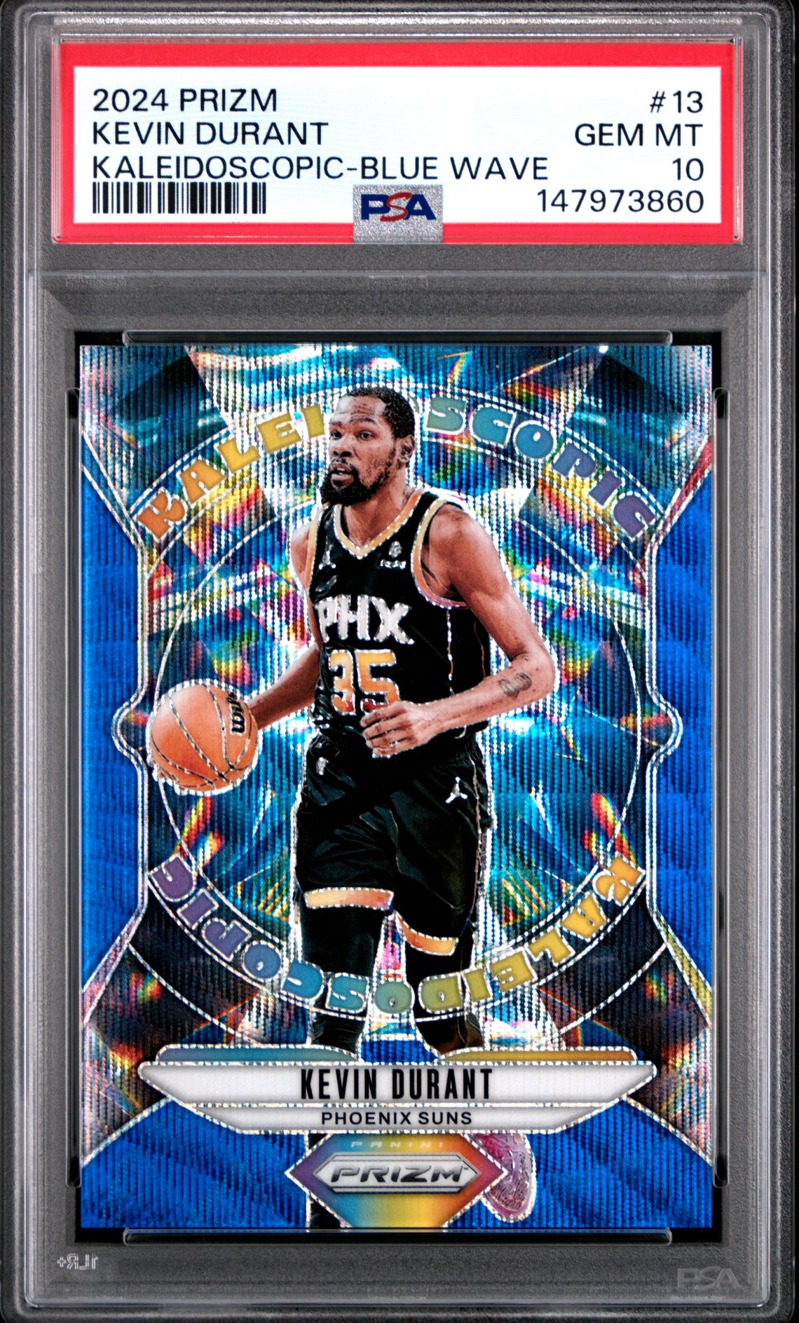 2024 Panini Prizm Kaleidoscopic Kevin Durant #13 (Kaleidoscopic-Blue Wave) Gem Mt 10 front