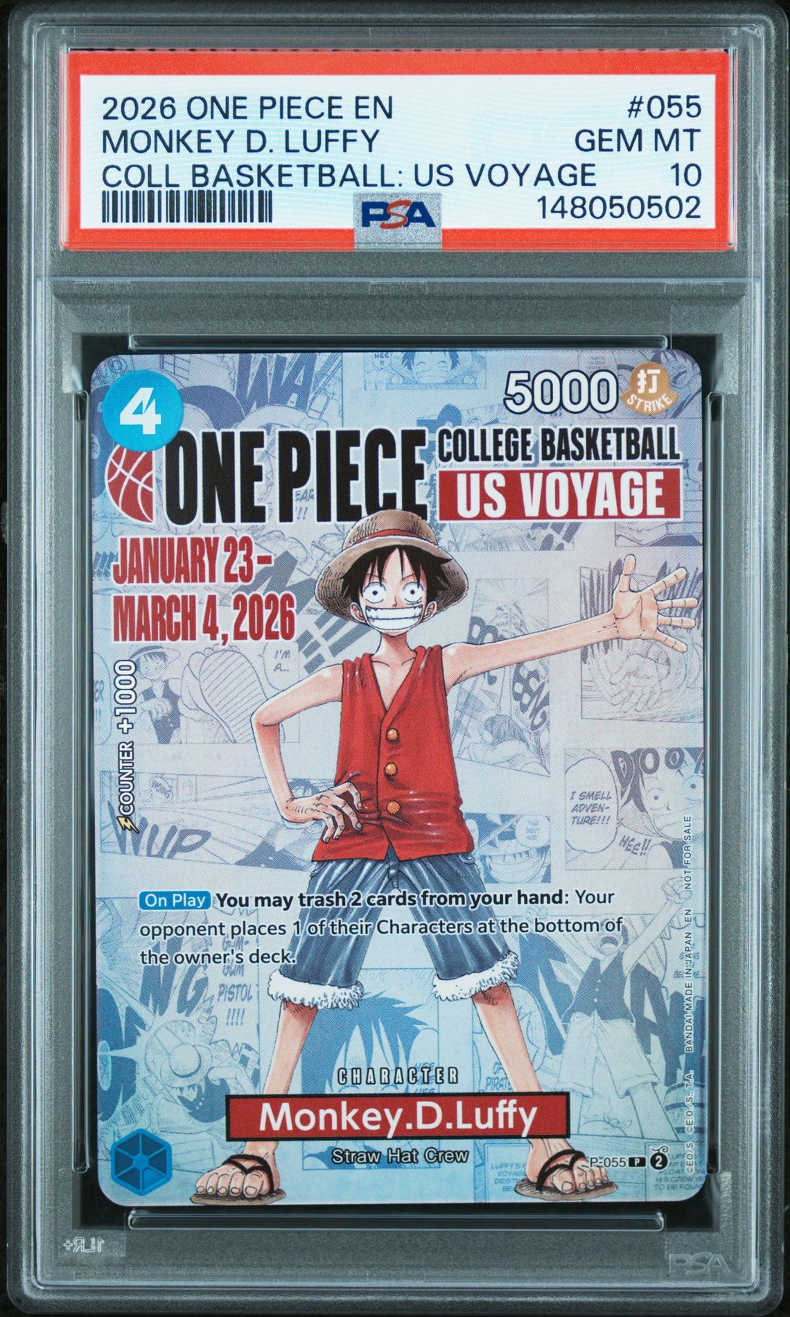 2026 One Piece ONE PIECE PROMOS COLL BASKETBALL: US VOYAGE #055 Monkey D. Luffy front