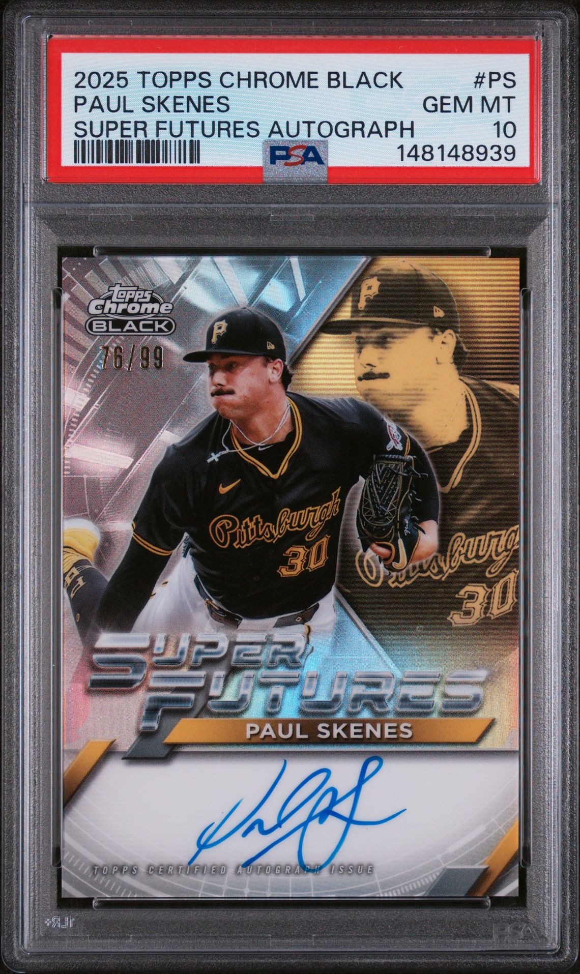 2025 Topps TOPPS CHROME BLACK SUPER FUTURES AUTOGRAPHS #PS Paul Skenes front