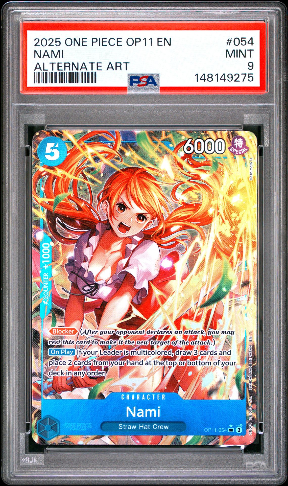 2025 One Piece Op11-A Fist Of Divine Speed Nami #054 (Alternate Art) Mint 9 front