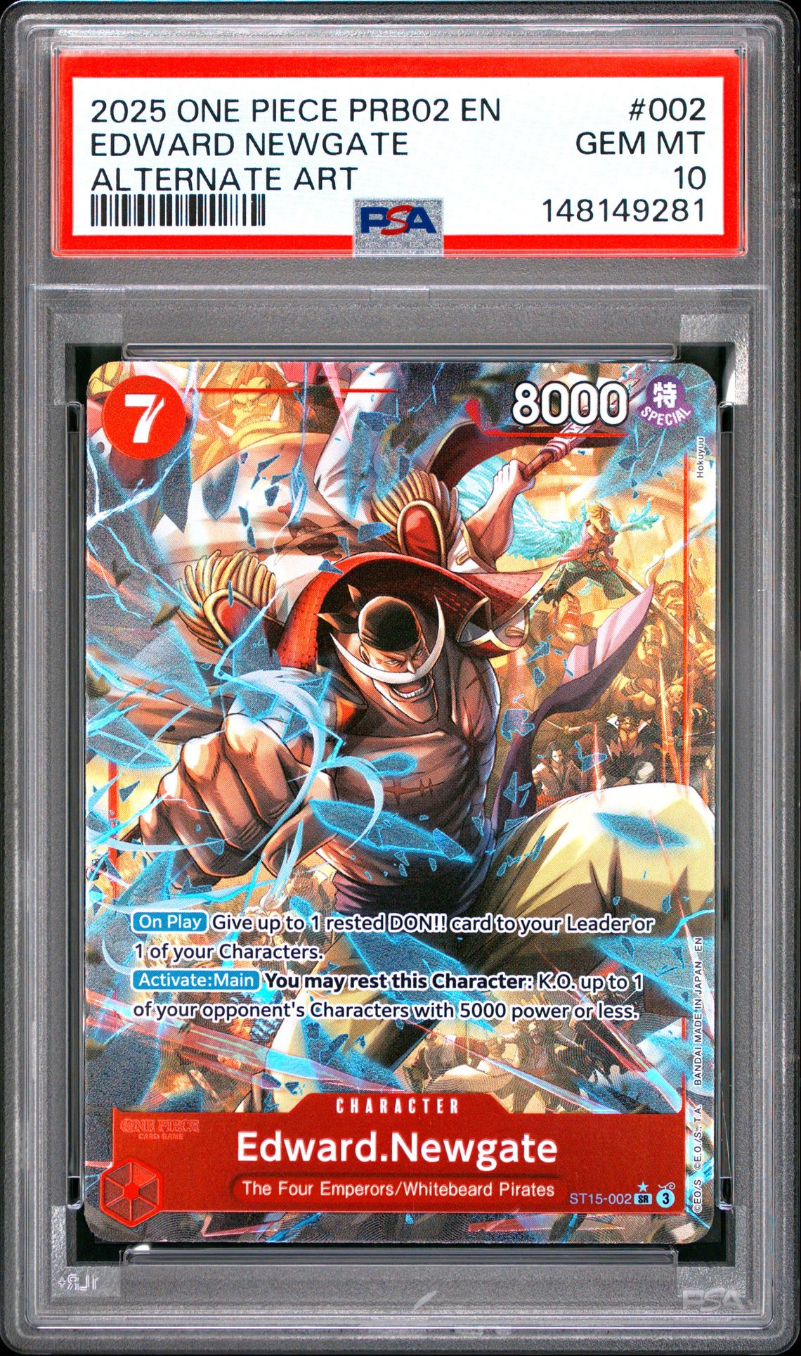 2025 One Piece Prb02-Premium Booster -One Piece Card The Best- Vol.2 Edward Newgate #002 (Alternate Art) Gem Mt 10 front