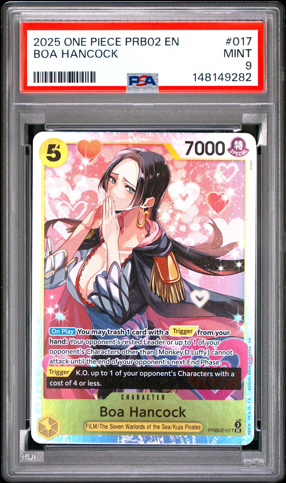 2025 One Piece Prb02-Premium Booster -One Piece Card The Best- Vol.2 Boa Hancock #017 Mint 9 front