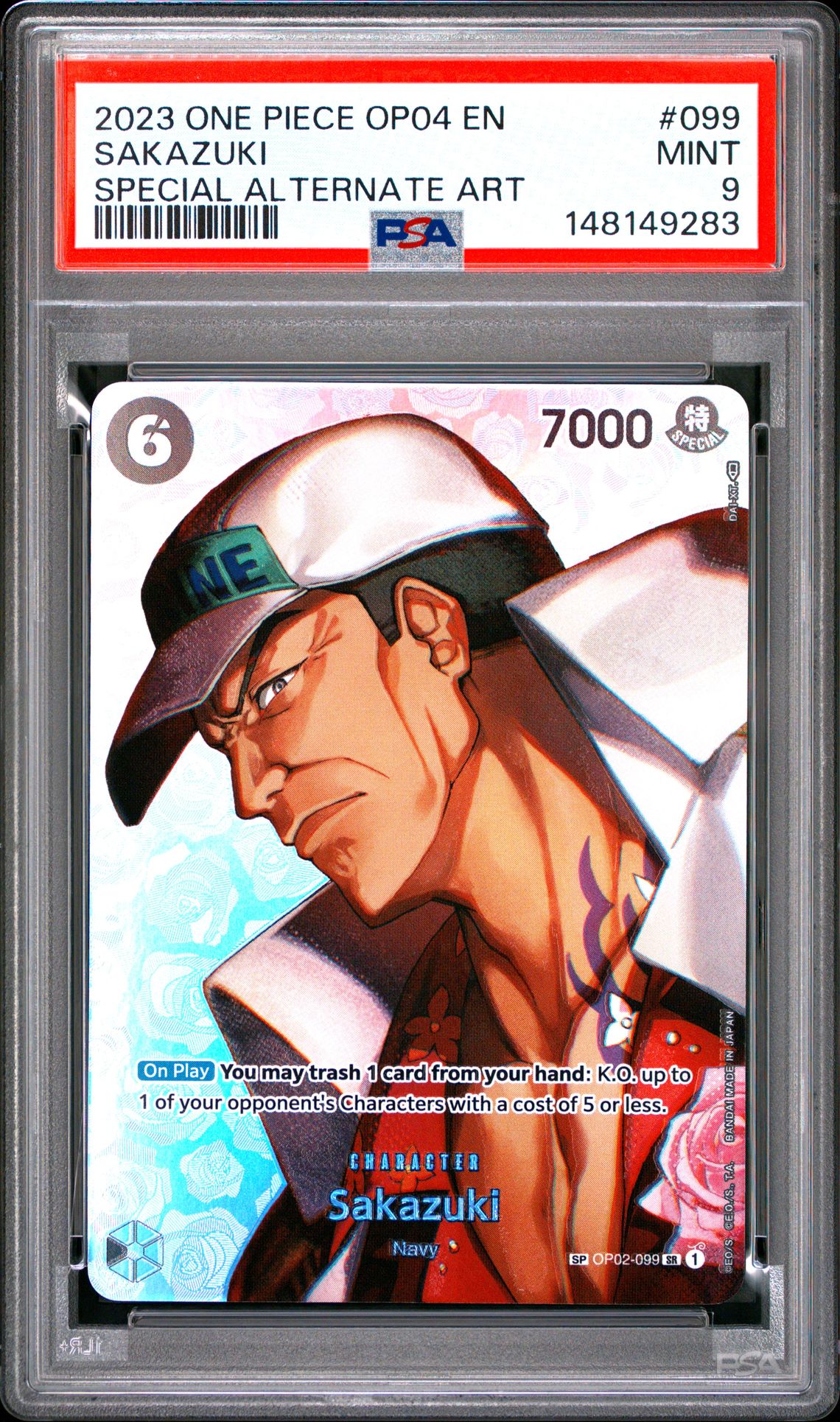 2023 One Piece Op04-Kingdoms Of Intrigue Sakazuki #099 (Special Alternate Art) Mint 9 front
