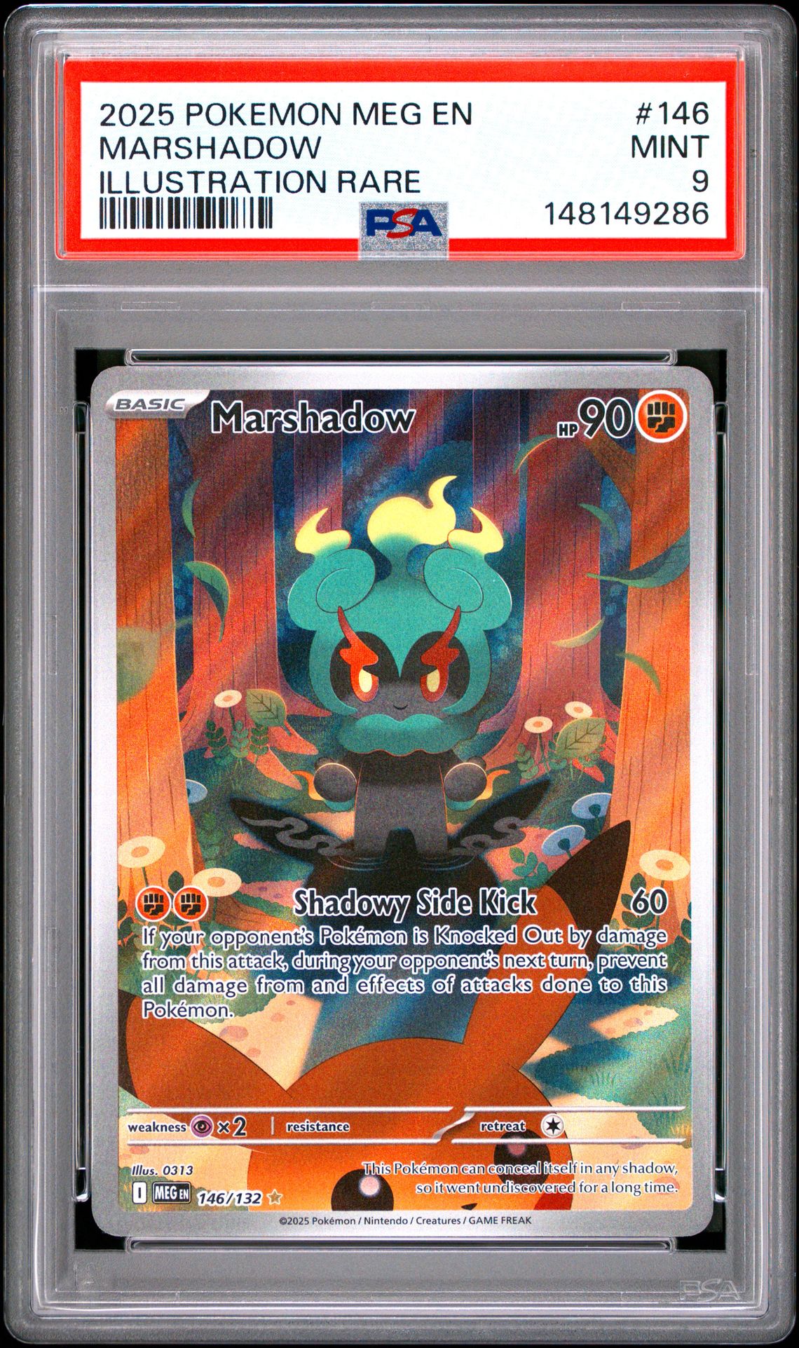 2025 Pokemon Meg En-Mega Evolution Marshadow #146 (Illustration Rare) Mint 9 front