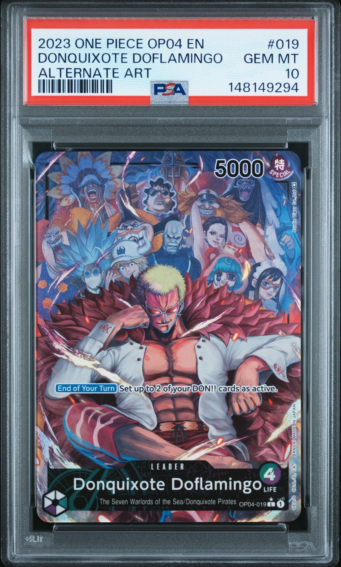 2023 One Piece Op04-Kingdoms Of Intrigue Donquixote Doflamingo #019 (Alternate Art) Gem Mt 10 front
