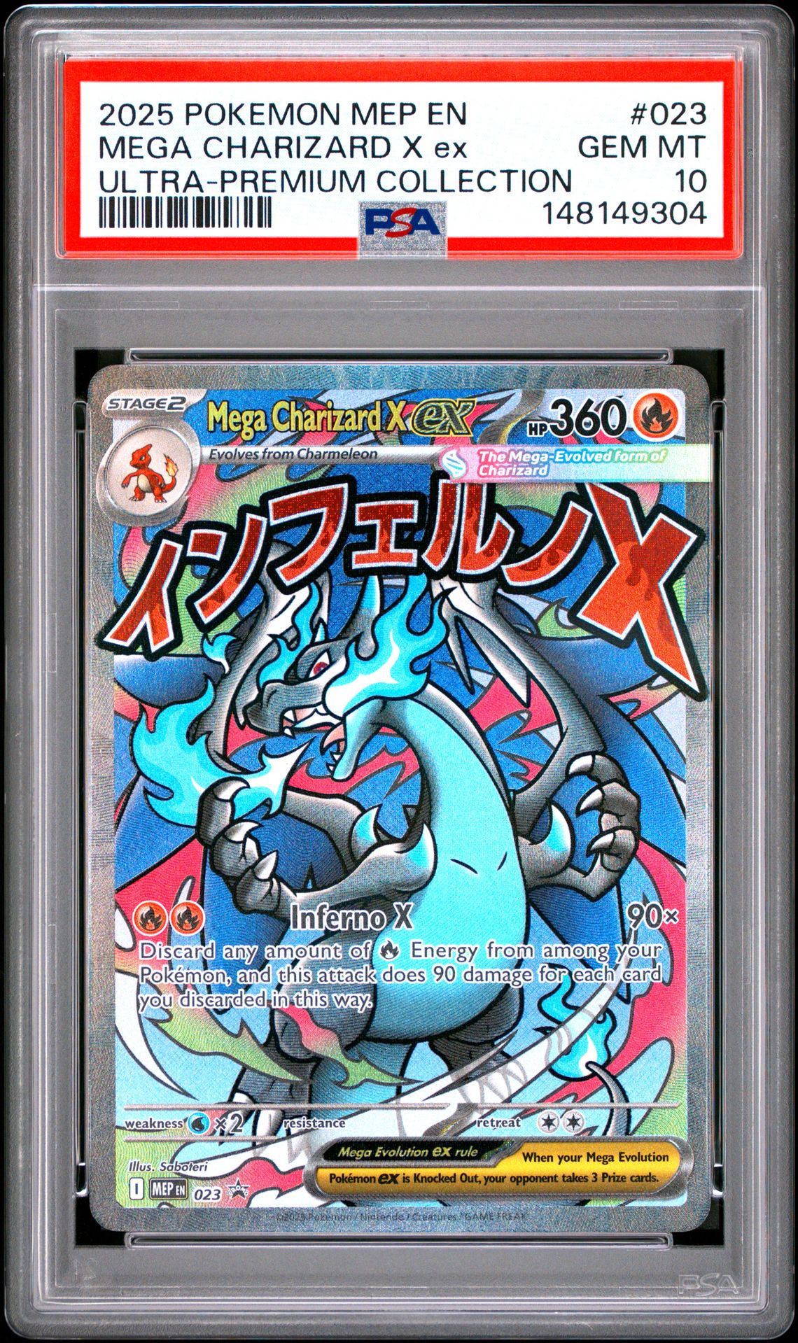 2025 Pokemon Mep En-Me Black Star Promo Mega Charizard X Ex #023 (Ultra-Premium Collection) Gem Mt 10 front