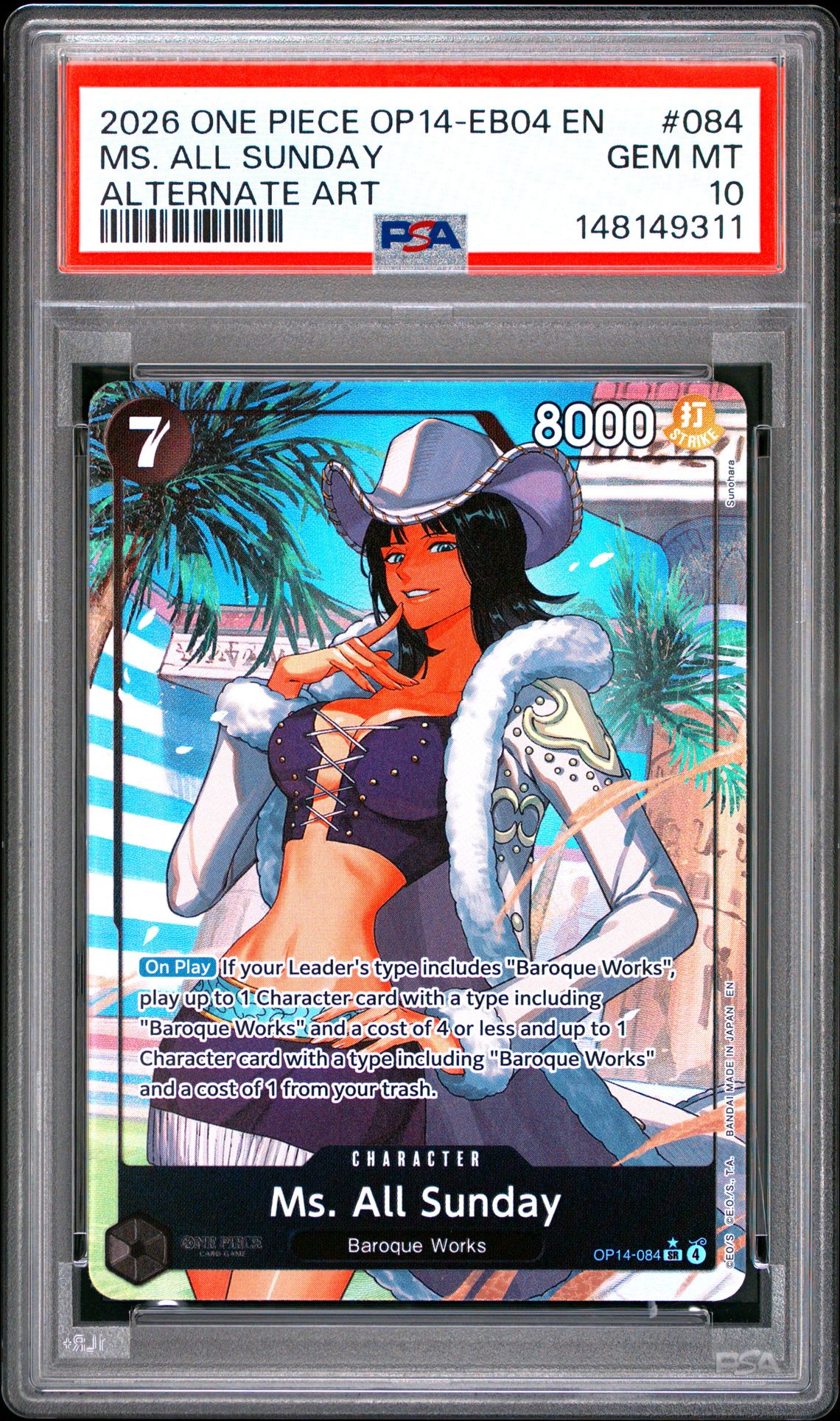 2026 One Piece Op14-Eb04-The Azure Sea's Seven Ms. All Sunday #084 (Alternate Art) Gem Mt 10 front