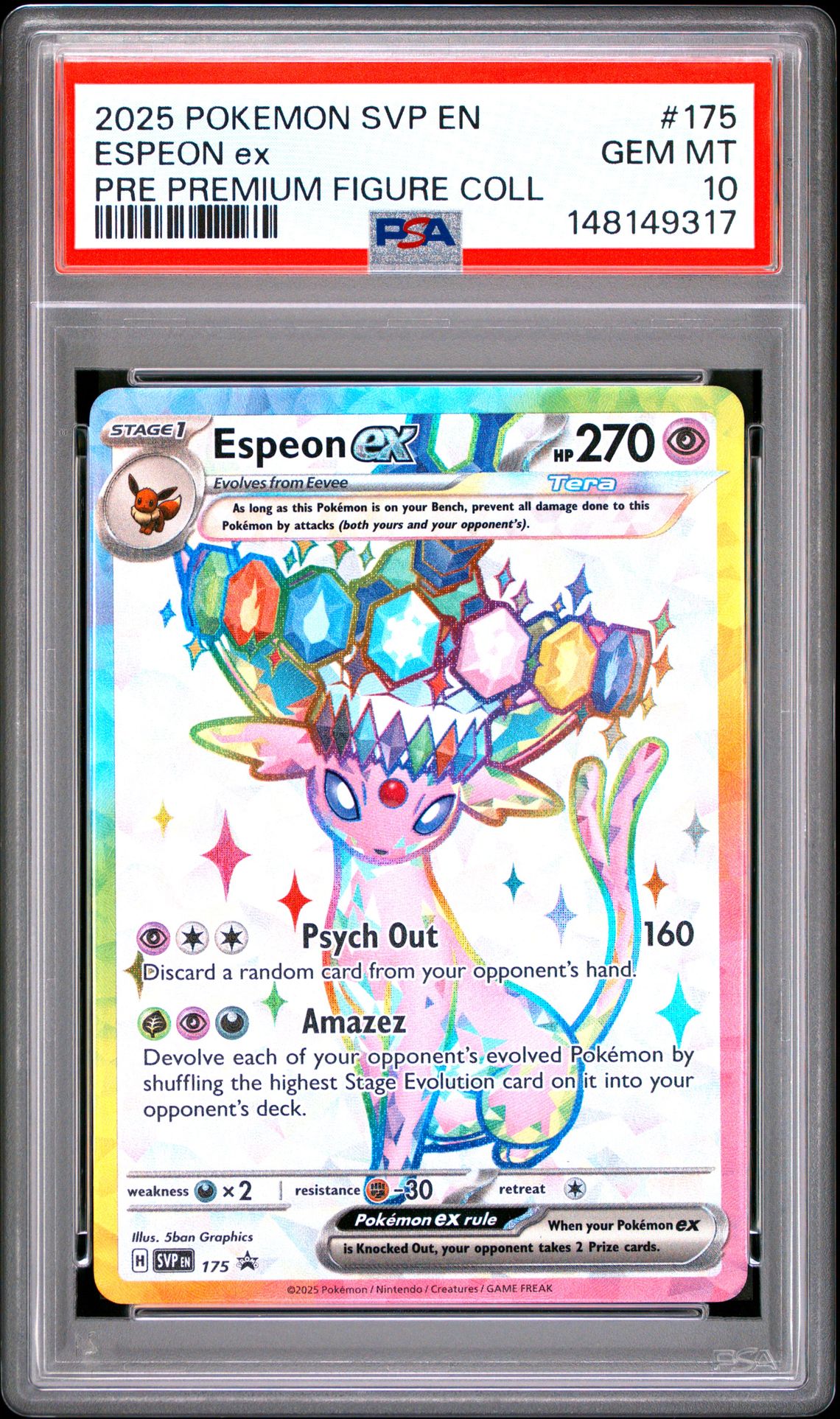 2025 Pokemon Svp En-Sv Black Star Promo Espeon Ex #175 (Pre Premium Figure Coll) Gem Mt 10 front