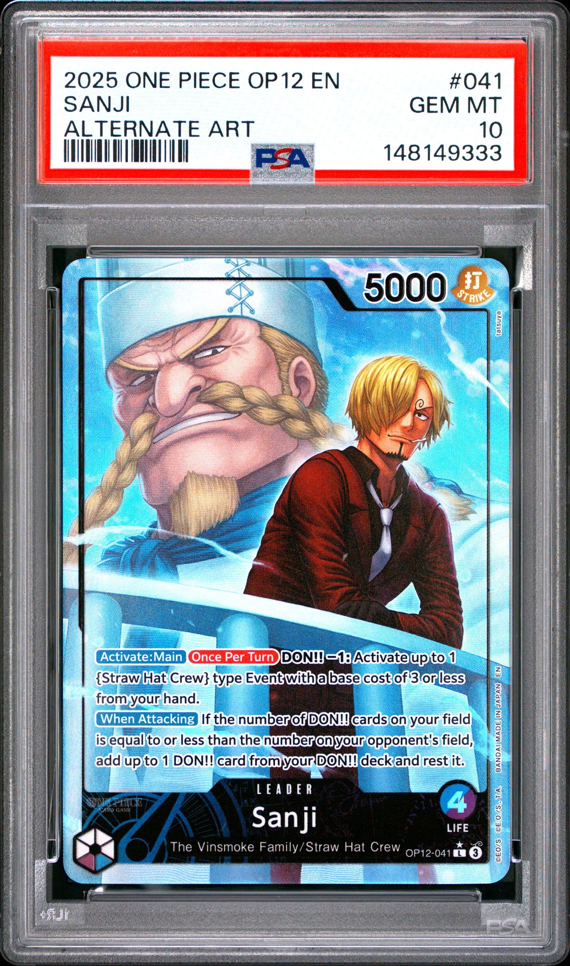 2025 One Piece Op12-Legacy Of The Master Sanji #041 (Alternate Art) Gem Mt 10 front