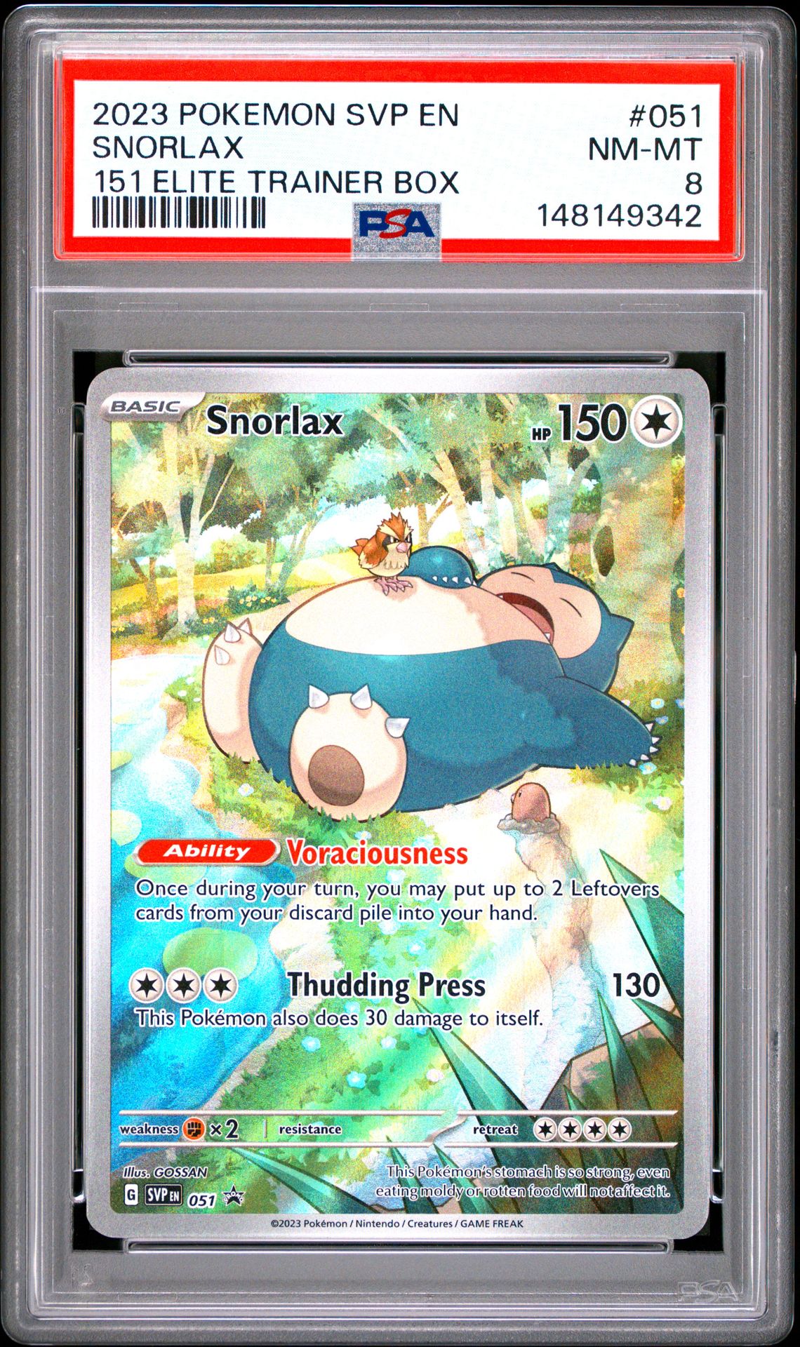 2023 Pokemon Svp En-Sv Black Star Promo Snorlax #051 (151 Elite Trainer Box) Nm-Mt 8 front