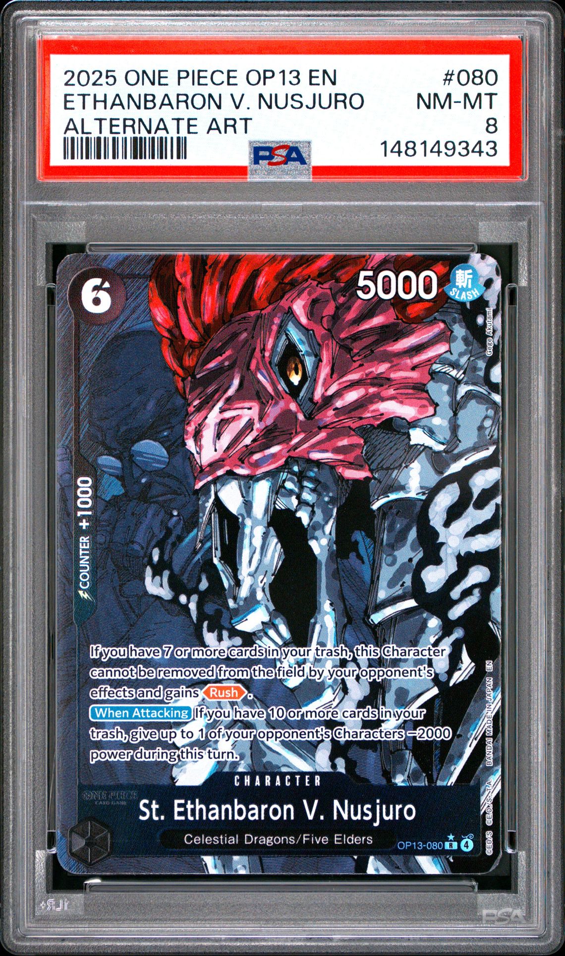 2025 One Piece Op13-Carrying On His Will Ethanbaron V. Nusjuro #080 (Alternate Art) Nm-Mt 8 front