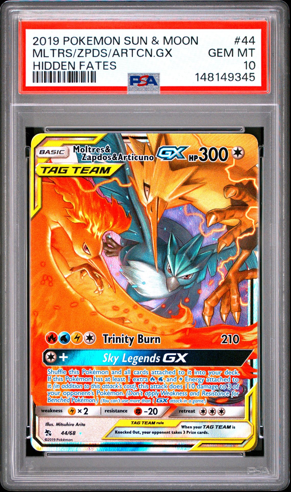 2019 Pokemon Sun & Moon Hidden Fates Mltrs/Zpds/Artcn.gx #44 (Hidden Fates) Gem Mt 10 front