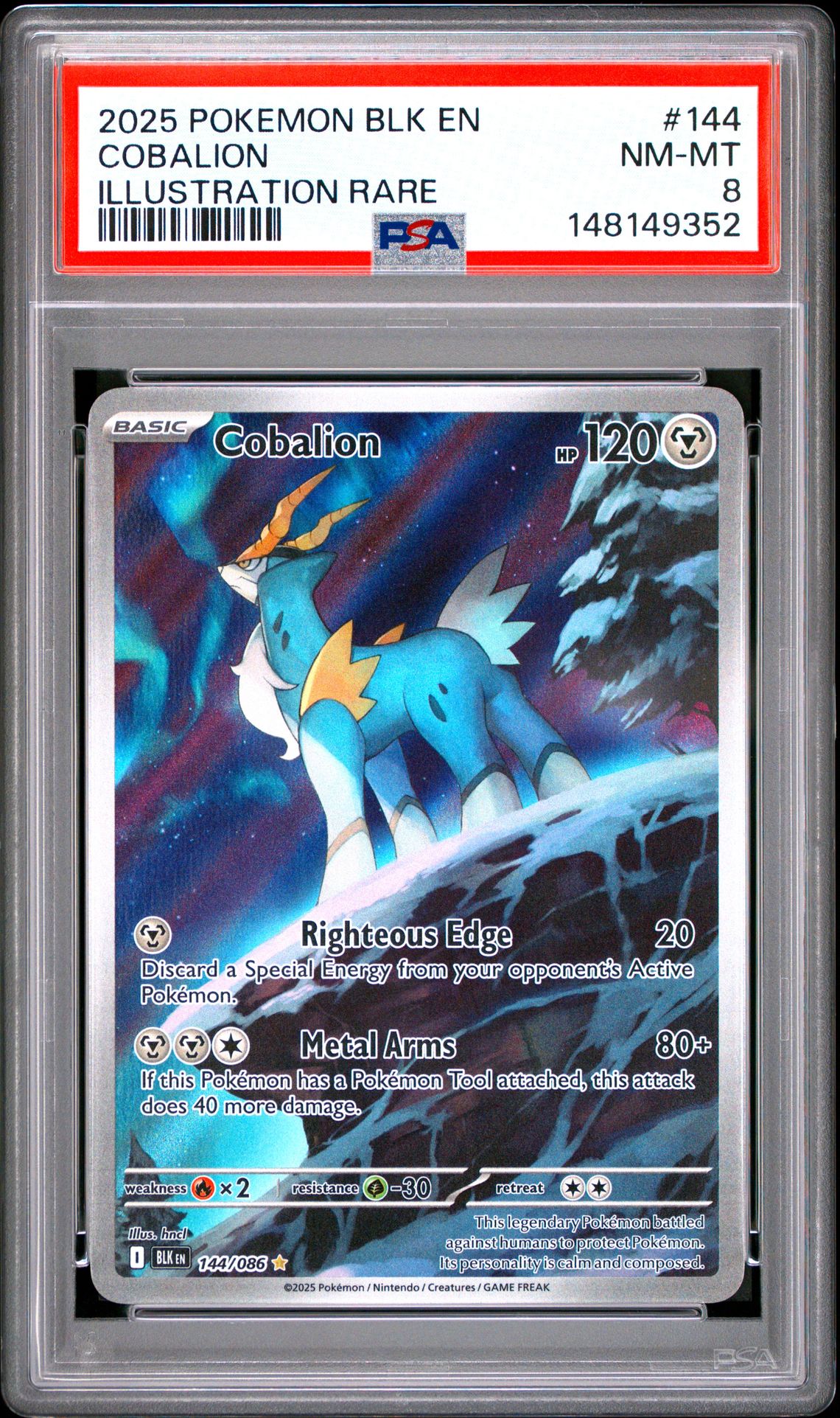 2025 Pokemon Blk En-Black Bolt Cobalion #144 (Illustration Rare) Nm-Mt 8 front