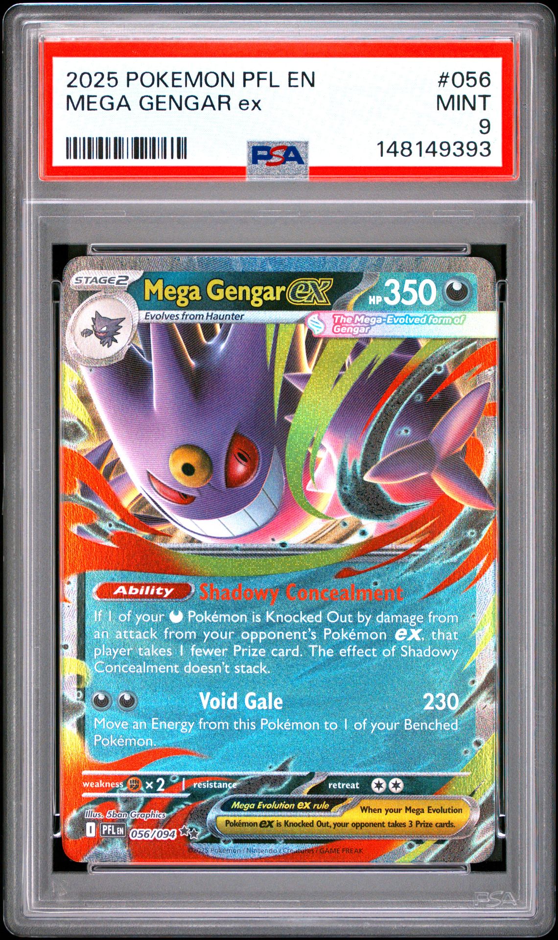 2025 Pokemon Pfl En-Phantasmal Flames Mega Gengar Ex #056 Mint 9 front