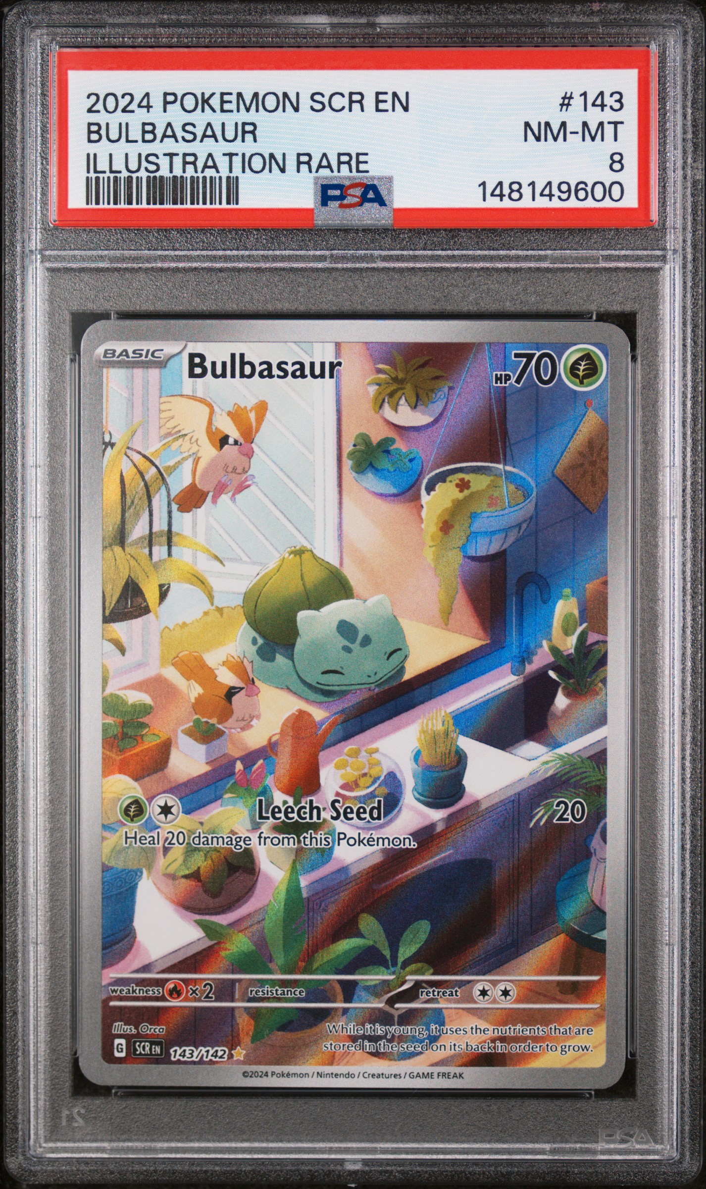 2024 #143 Bulbasaur PSA 8 Scr EN-Stellar Crown