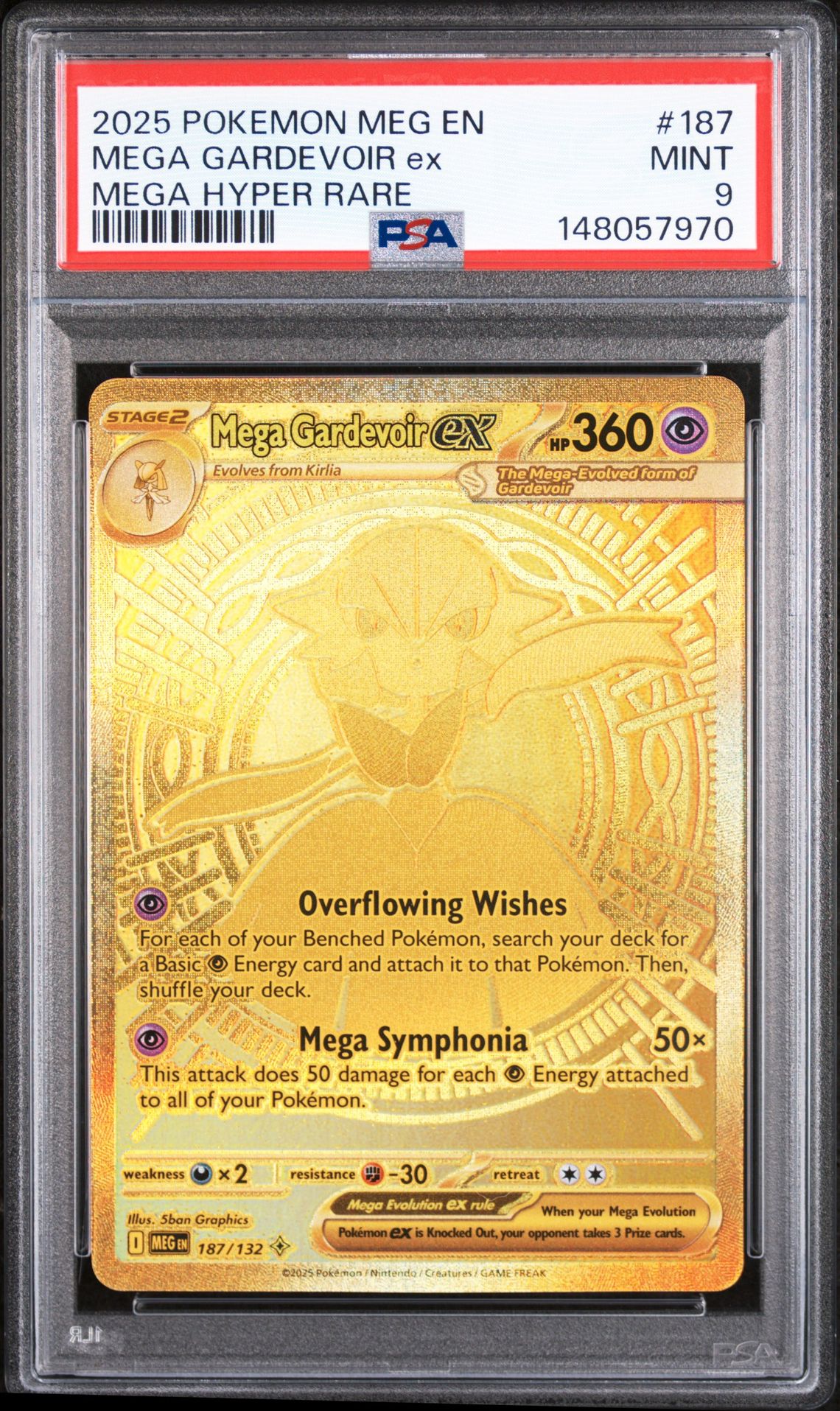 2025 Pokemon Meg En-Mega Evolution Mega Gardevoir Ex #187 (Mega Hyper Rare) Mint 9 front