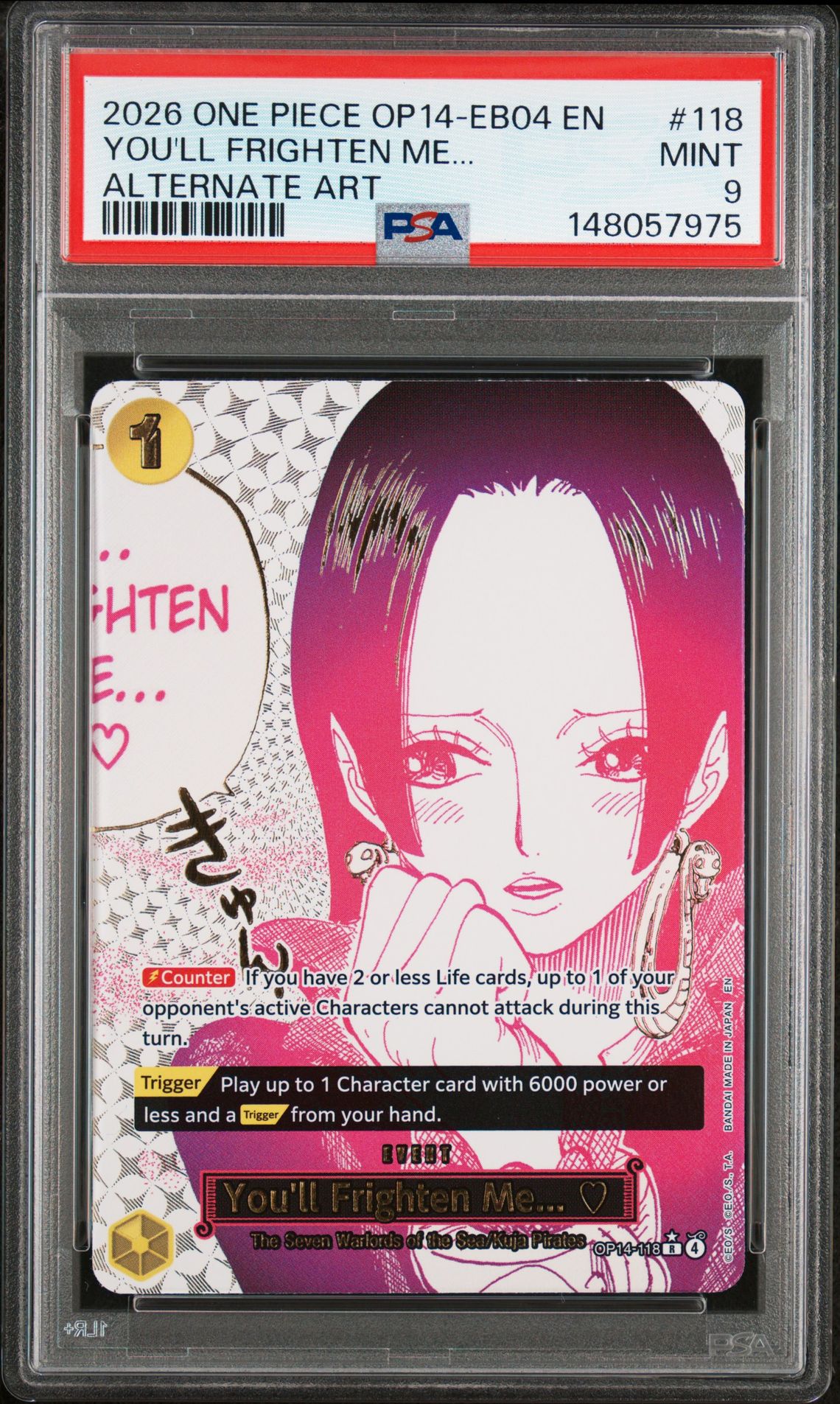 2026 One Piece Op14-Eb04-The Azure Sea's Seven You'll Frighten Me... #118 (Alternate Art) Mint 9 front