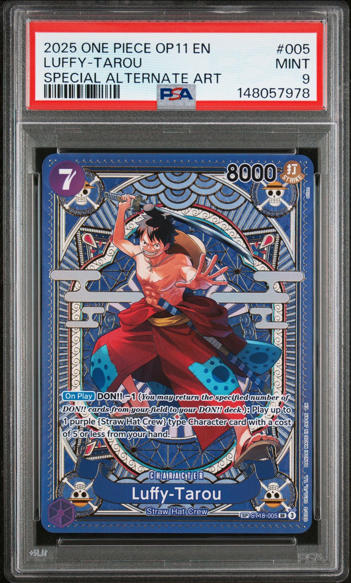 2025 One Piece Op11-A Fist Of Divine Speed Luffy-Tarou #005 (Special Alternate Art) Mint 9 front