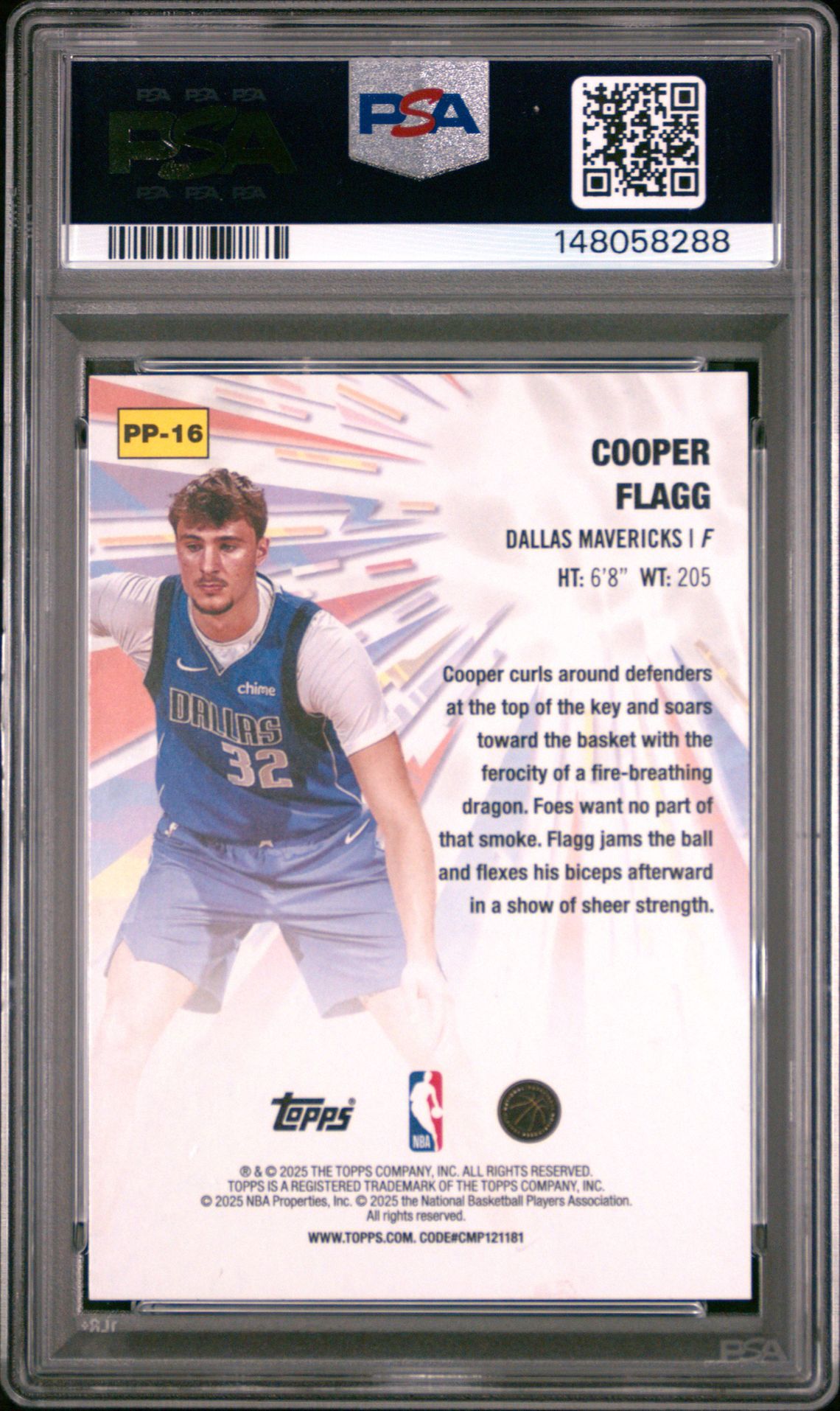 2025 Topps Power Players Cooper Flagg #Pp-16 (Power Players-Holo Foil) Gem Mt 10 back