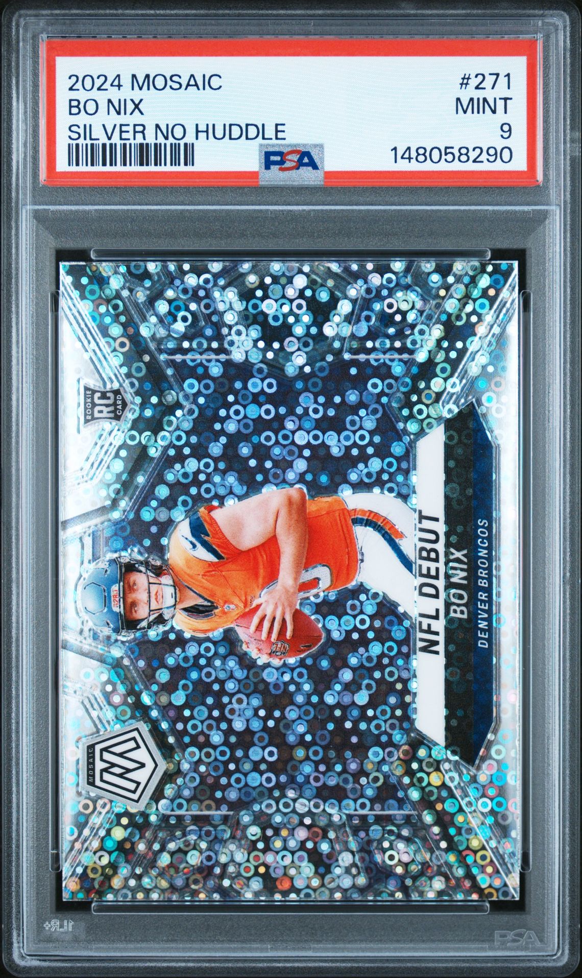 2024 Panini Mosaic Bo Nix #271 (Silver No Huddle) Mint 9 front