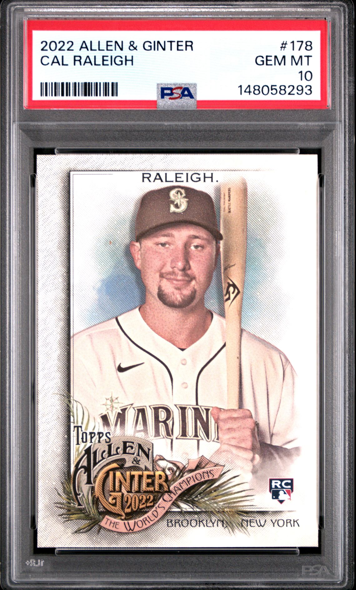 2022 Topps Allen & Ginter Cal Raleigh #178 Gem Mt 10 front