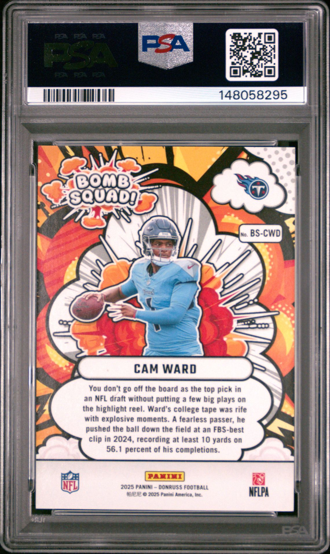 2025 Panini Donruss Bomb Squad Cam Ward #Bs-Cwd (Bomb Squad-Holo) Gem Mt 10 back