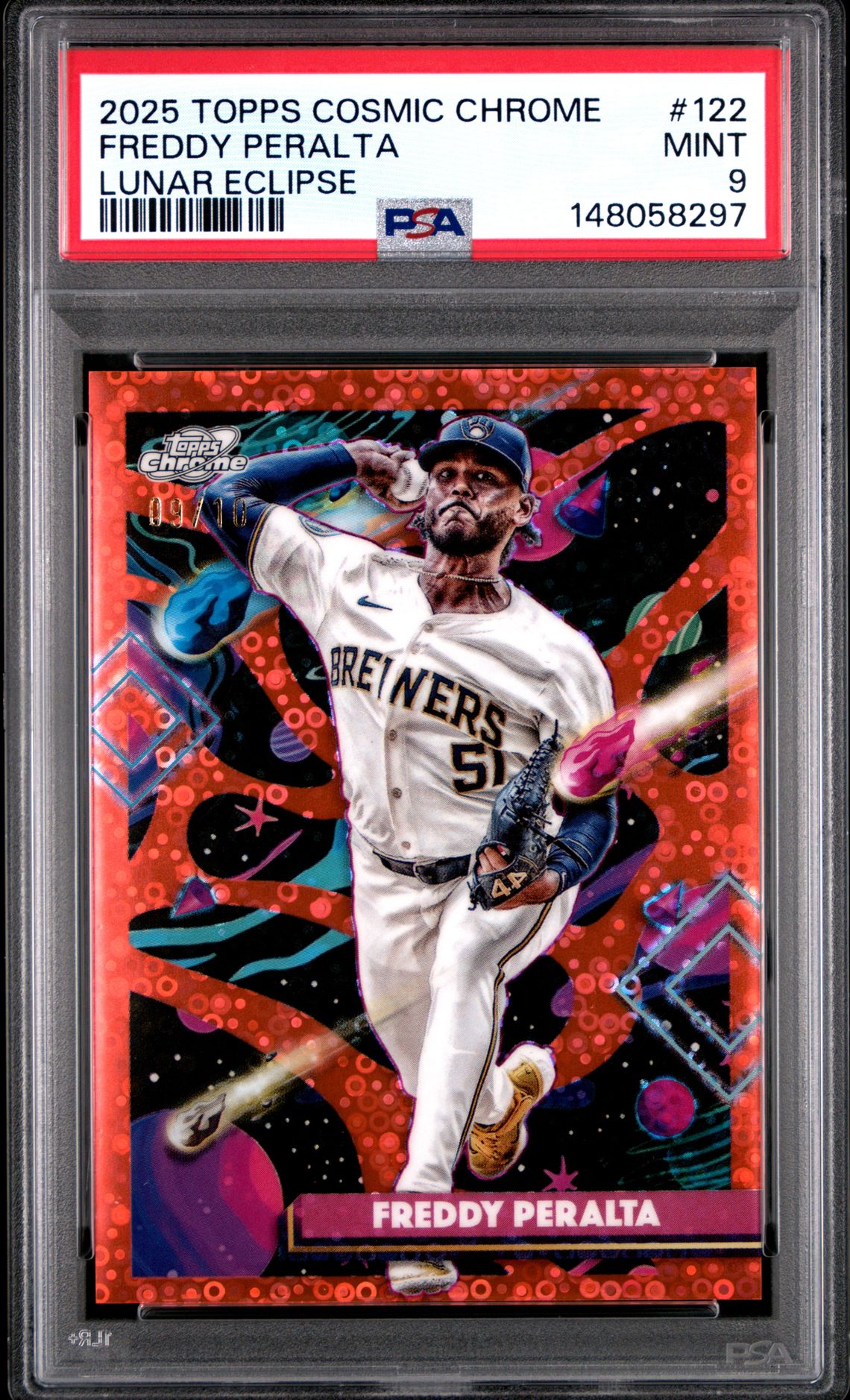 2025 Topps Cosmic Chrome Freddy Peralta #122 (Lunar Eclipse) Mint 9 front