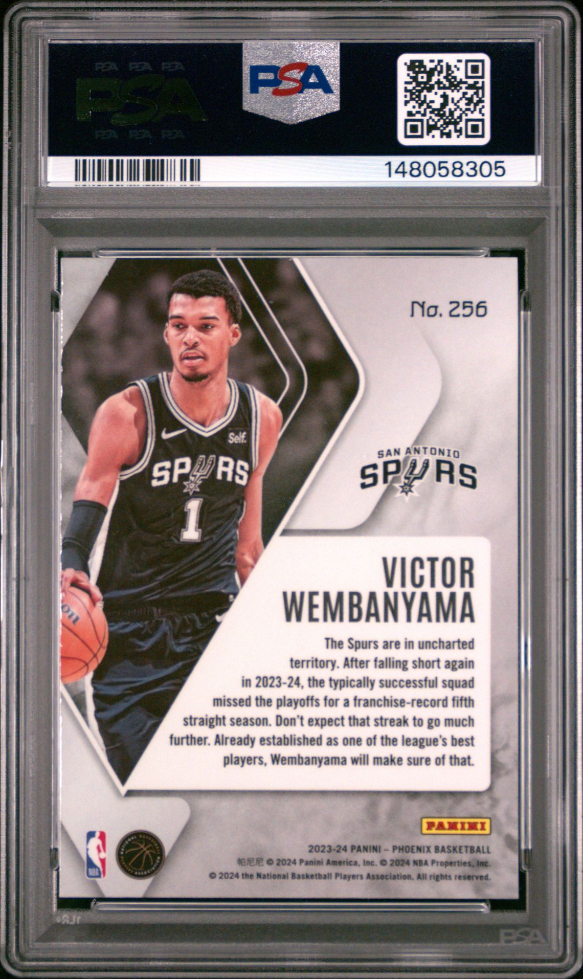 2023 Panini Phoenix Victor Wembanyama #256 Gem Mt 10 back