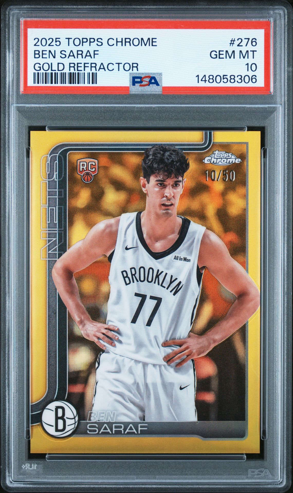 2025 Topps Chrome Ben Saraf #276 (Gold Refractor) Gem Mt 10 front