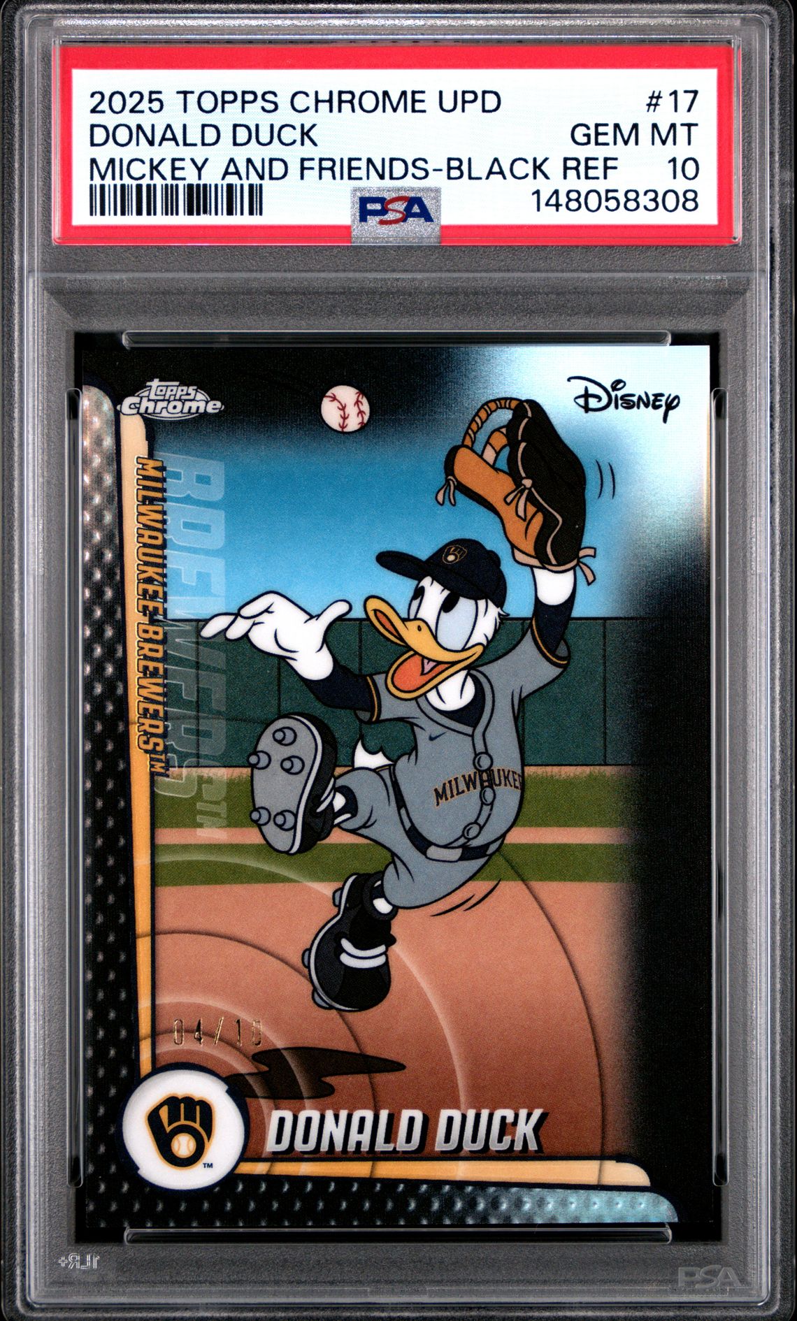 2025 Topps Chrome Update Mickey And Friends Donald Duck #17 (Mickey And Friends-Black Ref) Gem Mt 10 front