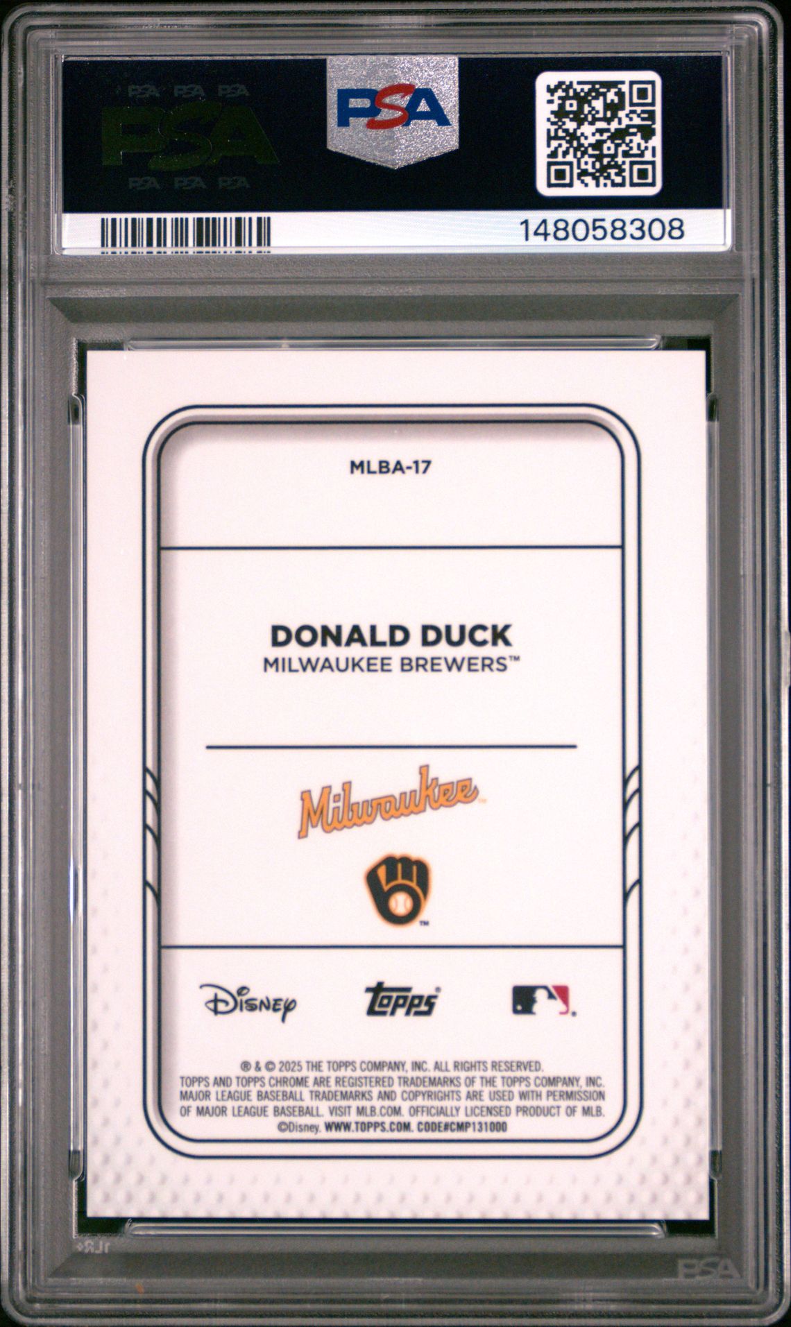 2025 Topps Chrome Update Mickey And Friends Donald Duck #17 (Mickey And Friends-Black Ref) Gem Mt 10 back