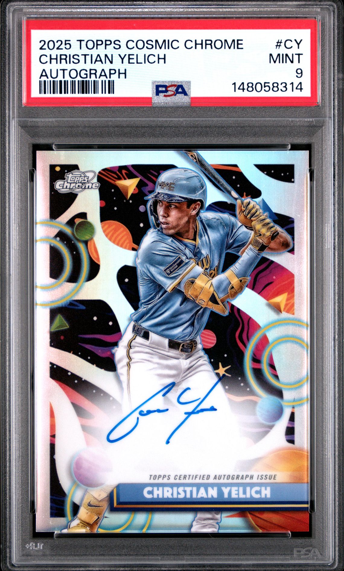 2025 Topps Cosmic Chrome Cosmic Chrome Autographs Christian Yelich #Cy Mint 9 front