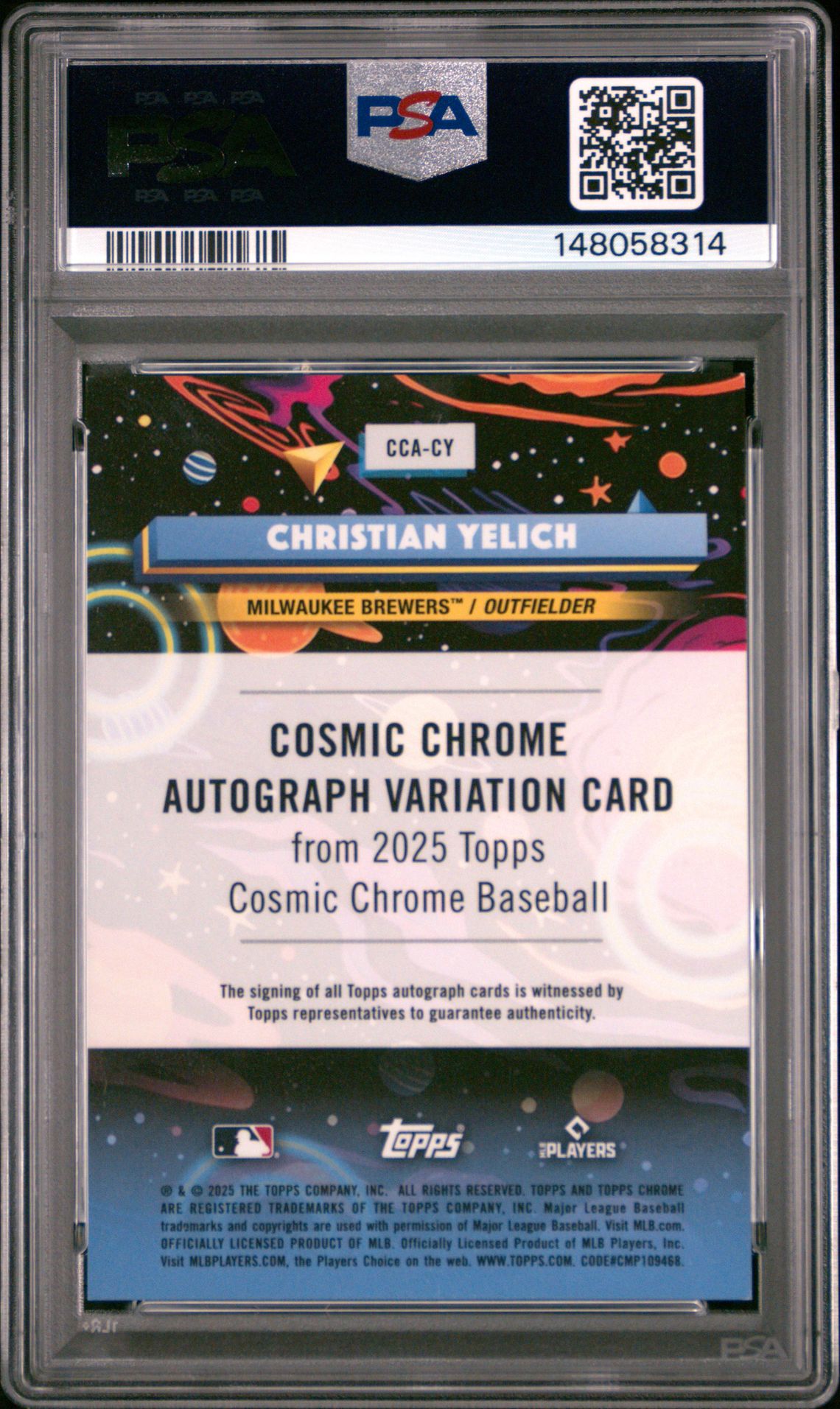 2025 Topps Cosmic Chrome Cosmic Chrome Autographs Christian Yelich #Cy Mint 9 back