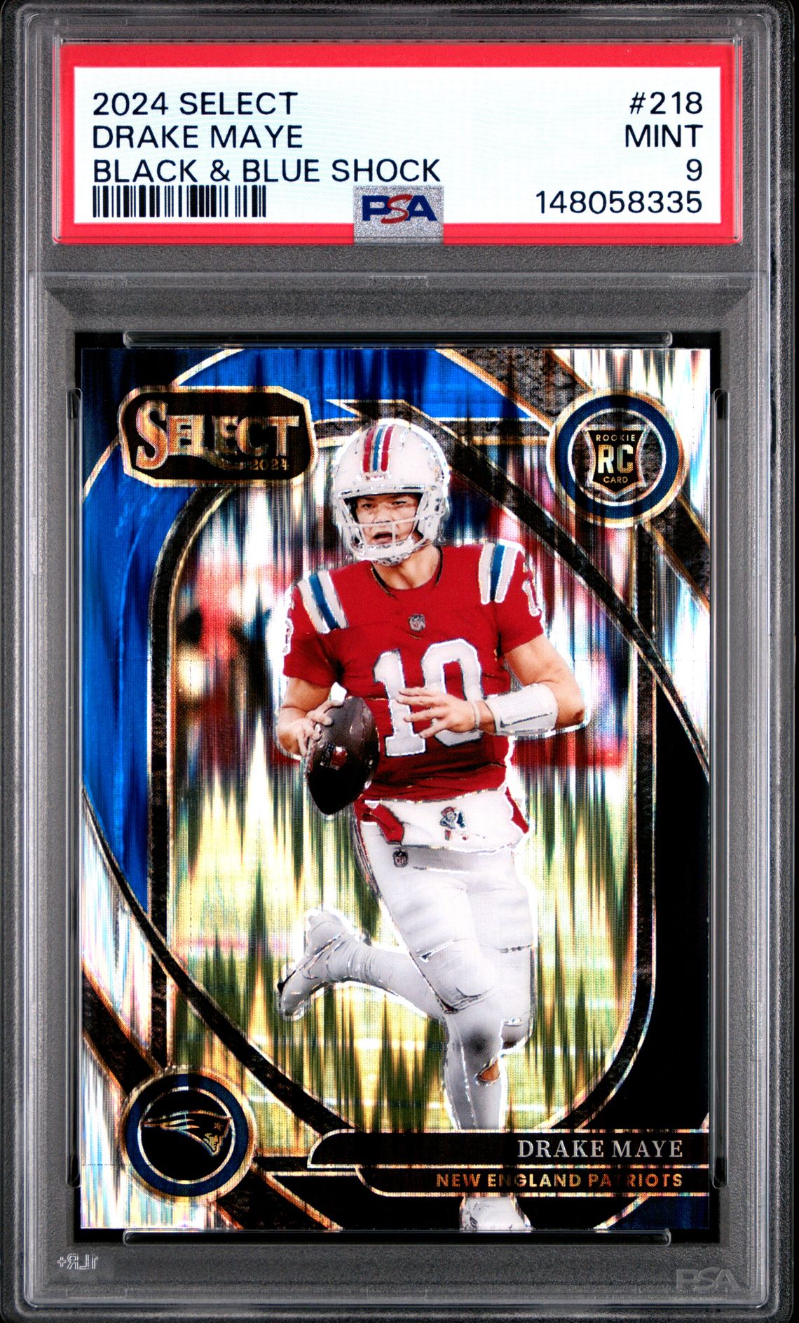 2024 Panini Select Drake Maye #218 (Black & Blue Shock) Mint 9 front