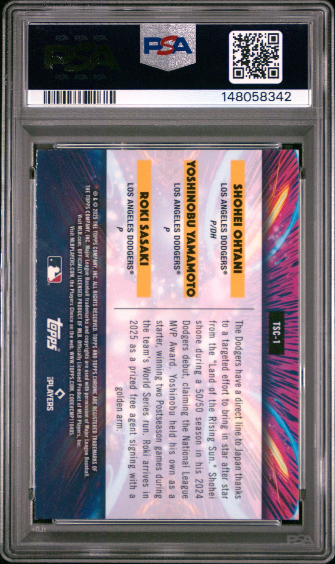 2025 Topps Cosmic Chrome Triple Star Clusters Ohtani/Yamamt/Sasaki #1 Gem Mt 10 back