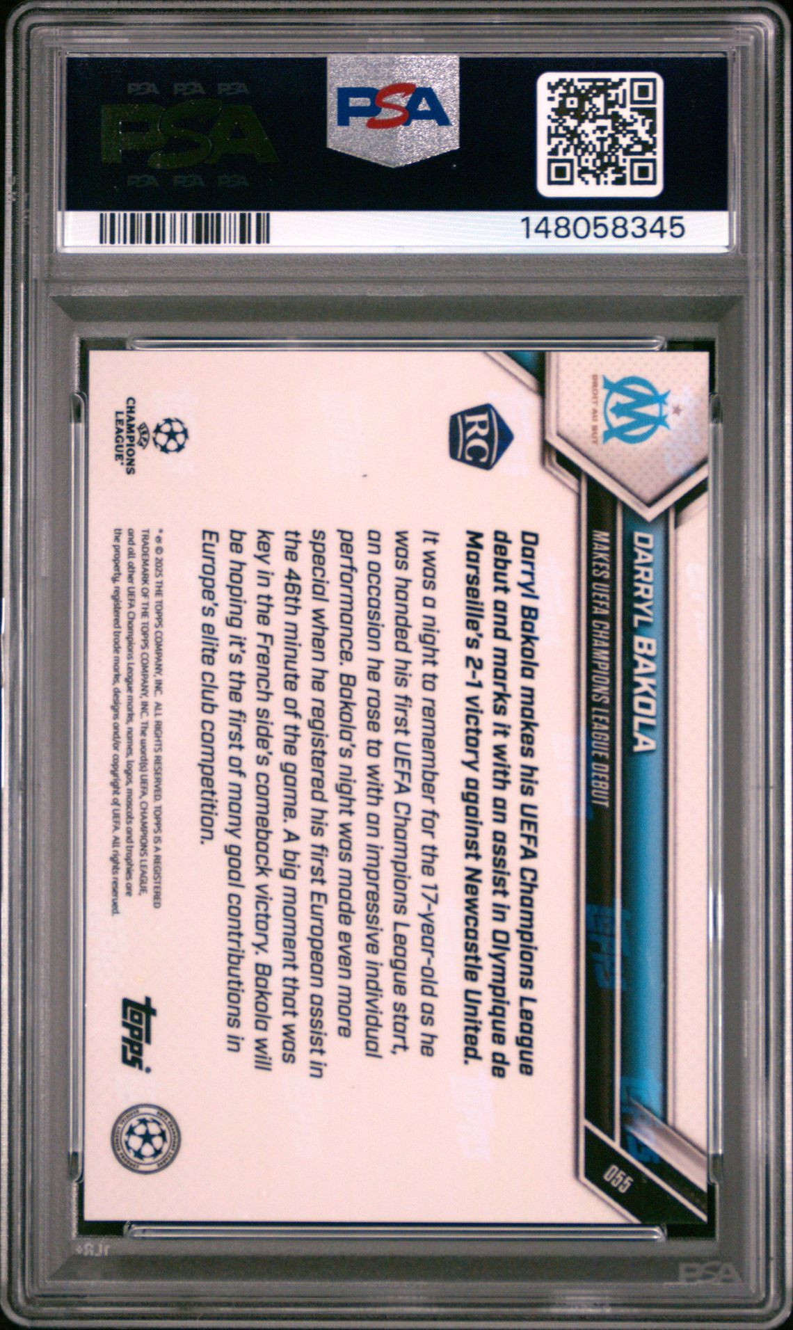 2025-2026 Topps Now Uefa Champions League Darryl Bakola #55 (Gold) Mint 9 back