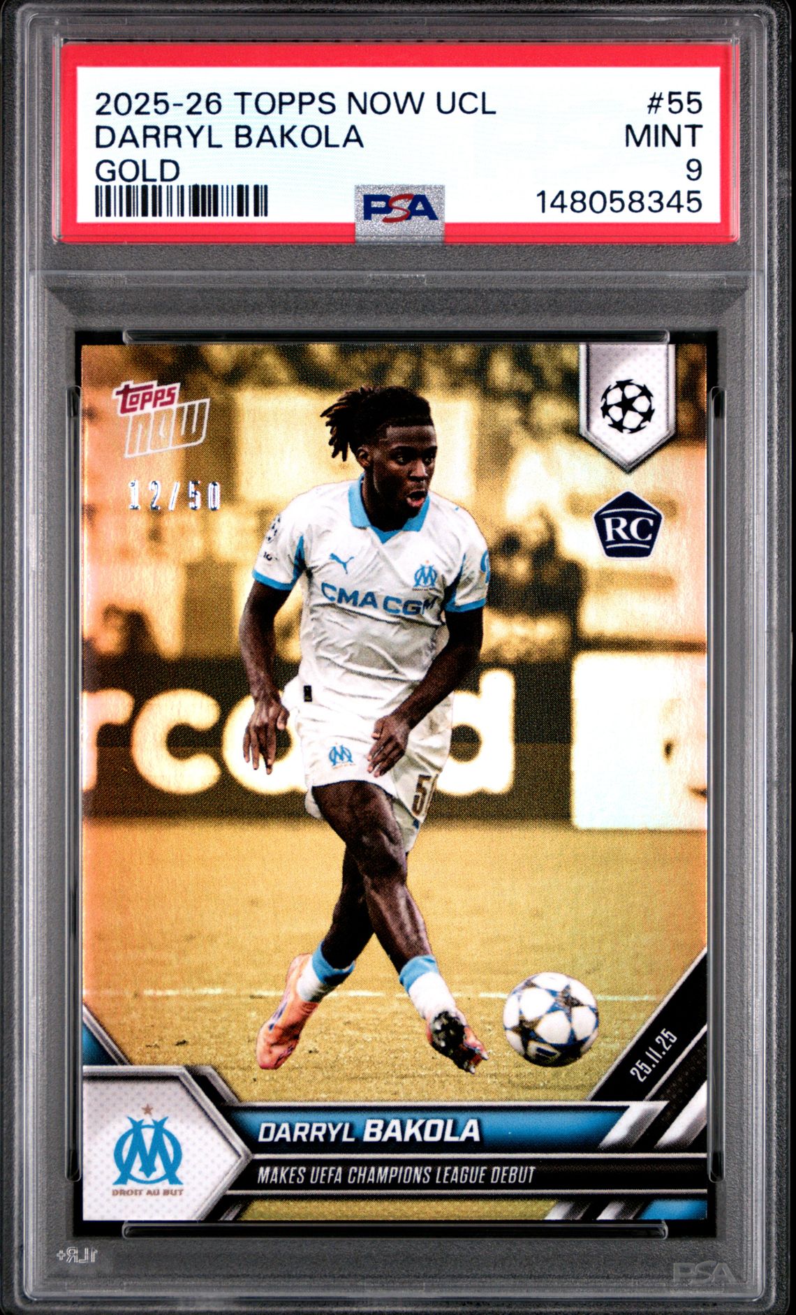 2025-2026 Topps Now Uefa Champions League Darryl Bakola #55 (Gold) Mint 9 front