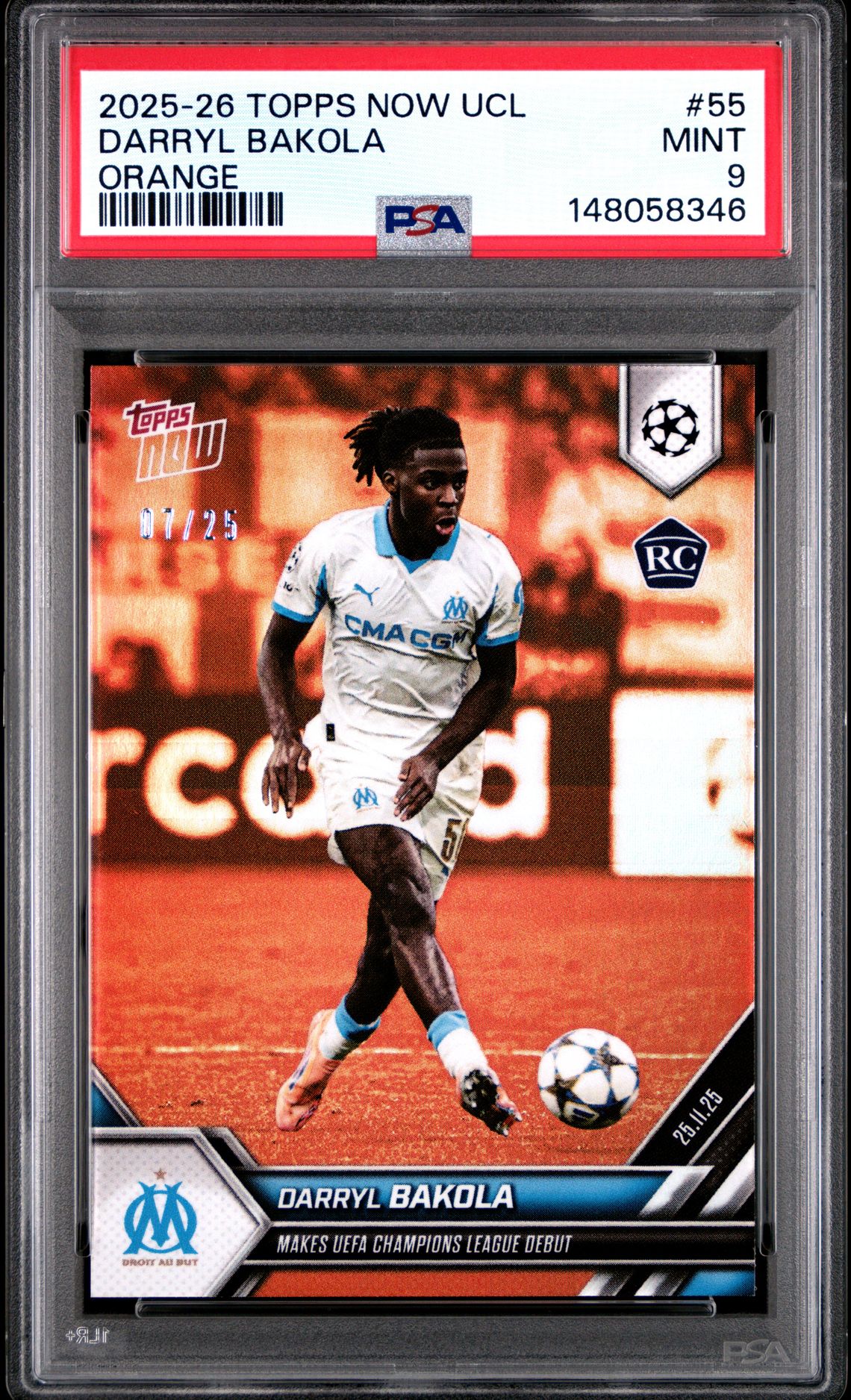 2025-2026 Topps Now Uefa Champions League Darryl Bakola #55 (Orange) Mint 9 front