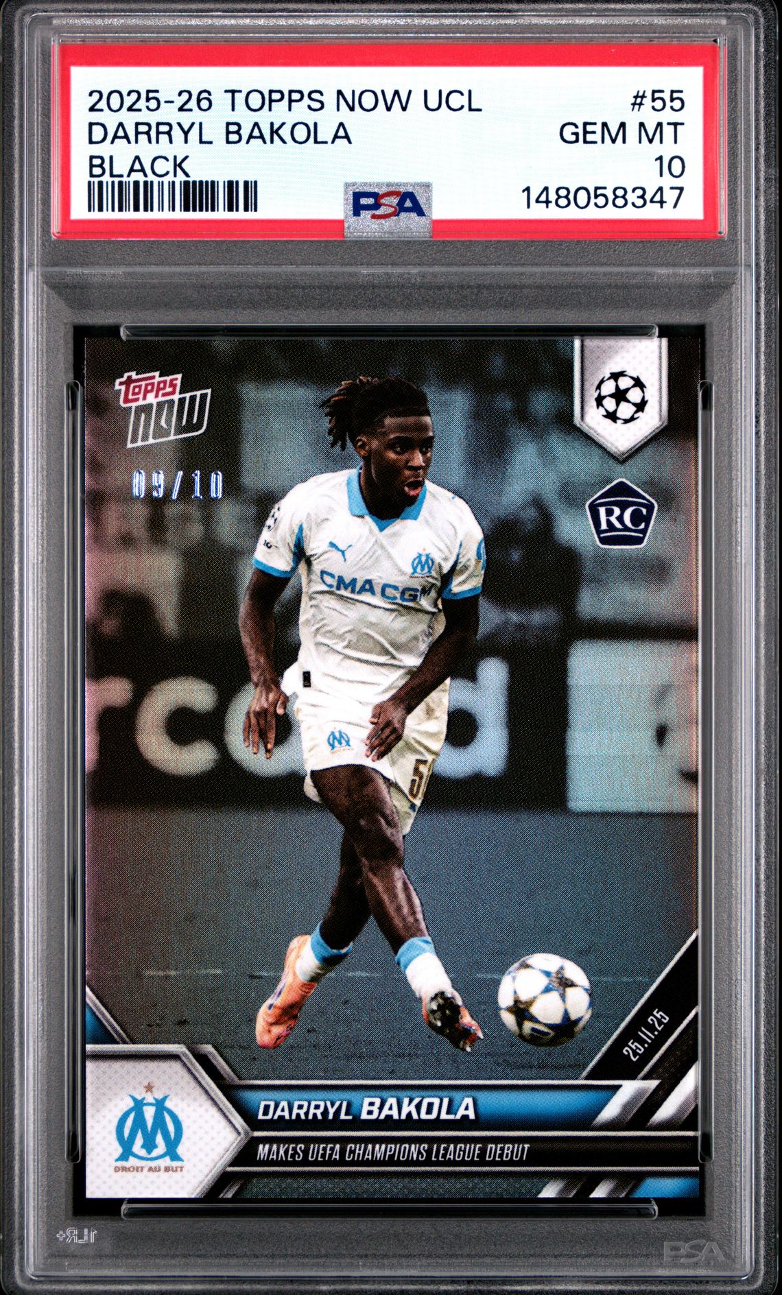 2025-2026 Topps Now Uefa Champions League Darryl Bakola #55 (Black) Gem Mt 10 front