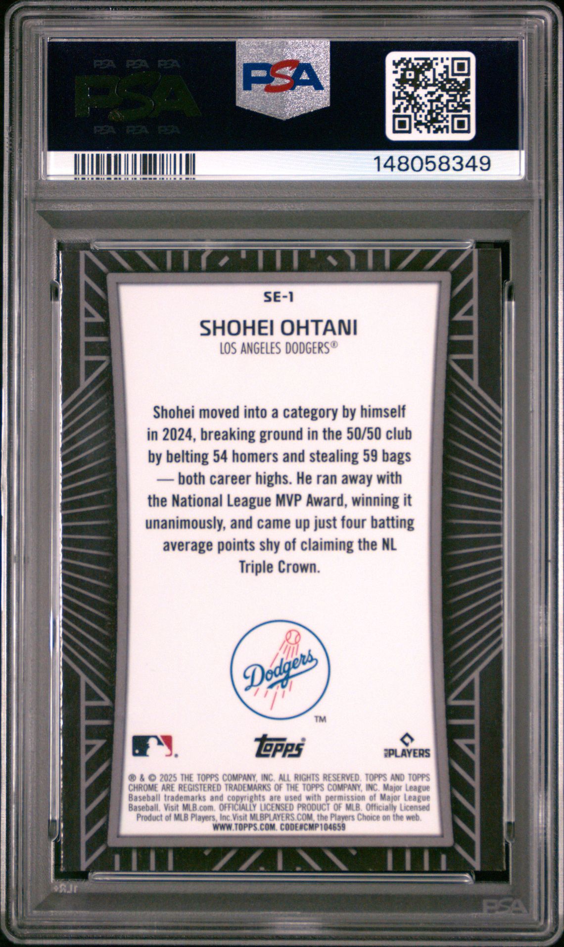 2025 Topps Chrome Shadow Etch Shohei Ohtani #Se1 Mint 9 back