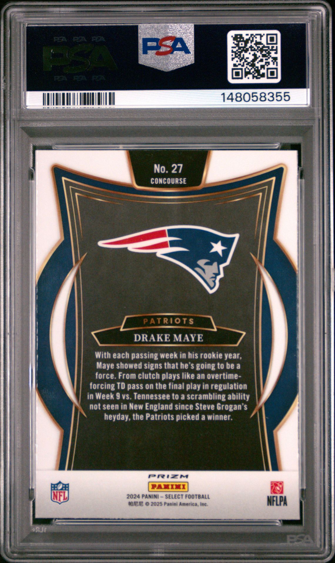 2024 Panini Select Drake Maye #27 (Black & Red Shock) Mint 9 back