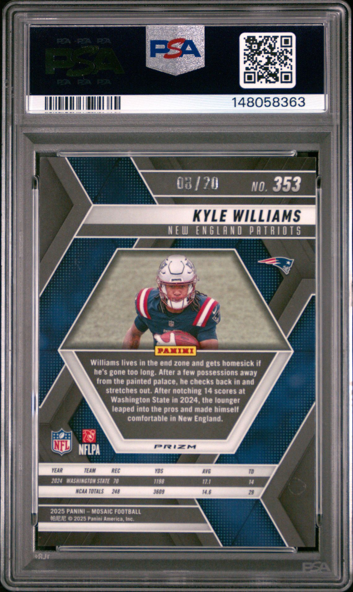 2025 Panini Mosaic Kyle Williams #353 (Cherry Blossom Choice) Mint 9 back