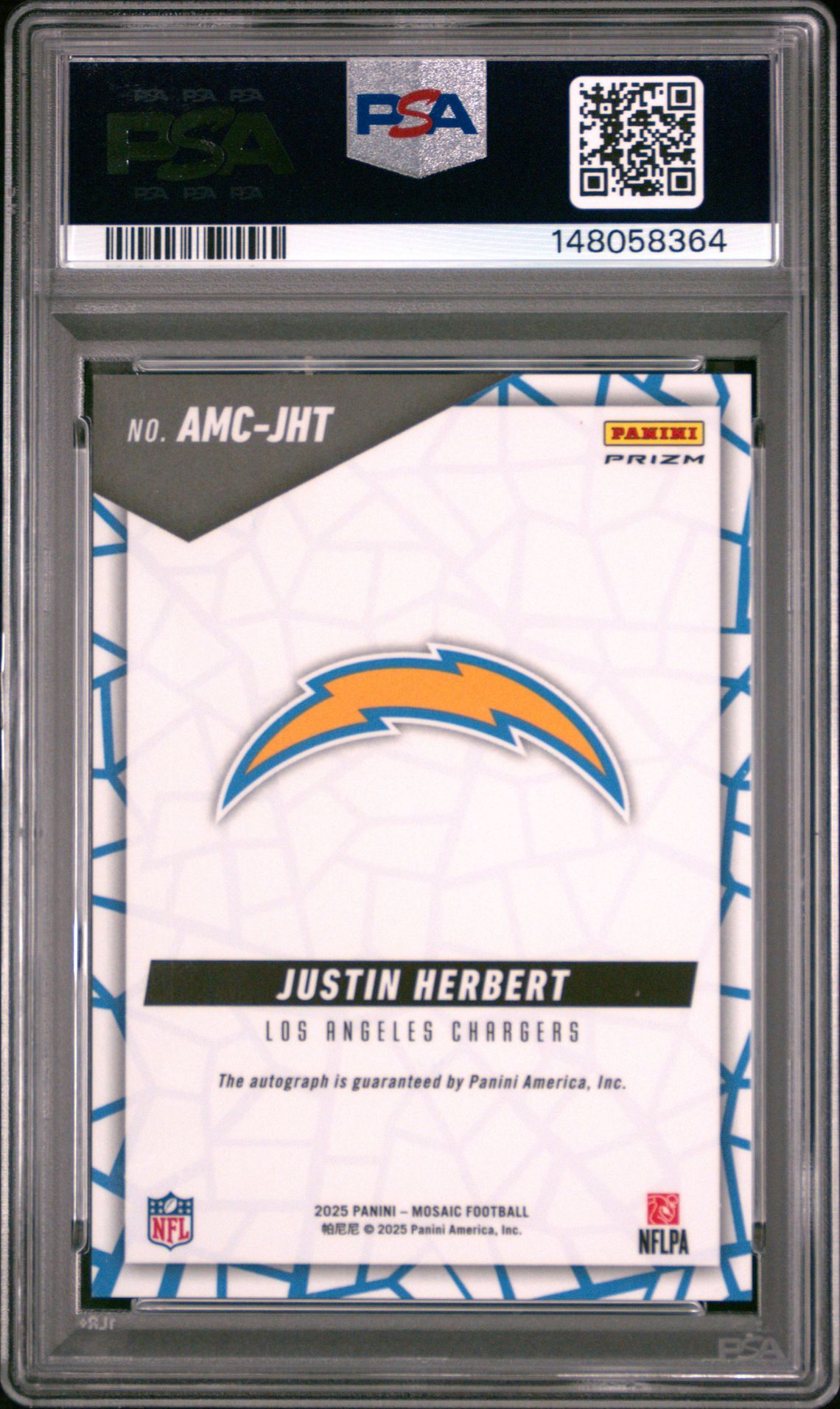 2025 Panini Mosaic Autographs Mosaic Justin Herbert #Amc-Jht (Au Mosaic-Fusion R&Y Chc) Mint 9 back