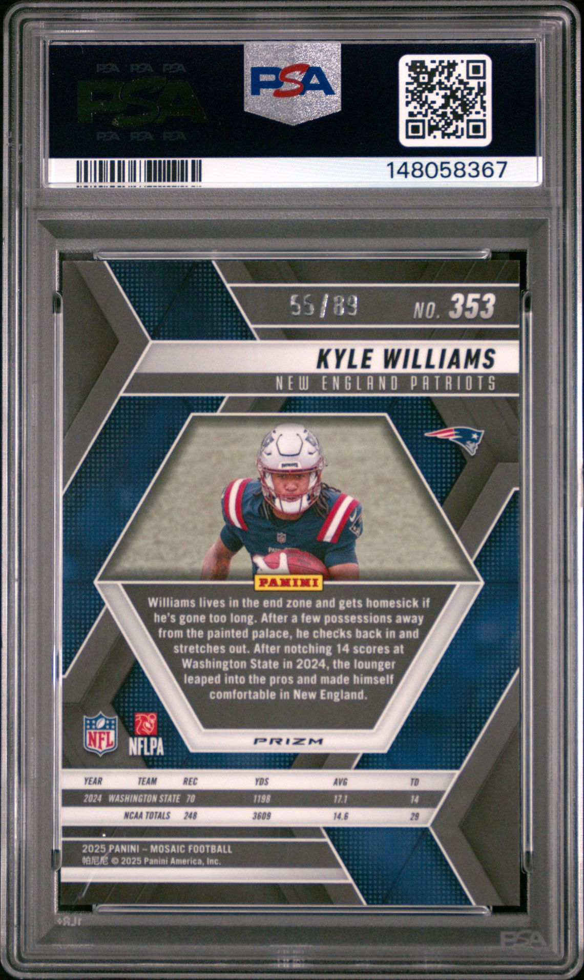 2025 Panini Mosaic Kyle Williams #353 (Fusion Red & Yellow Choice) Gem Mt 10 back